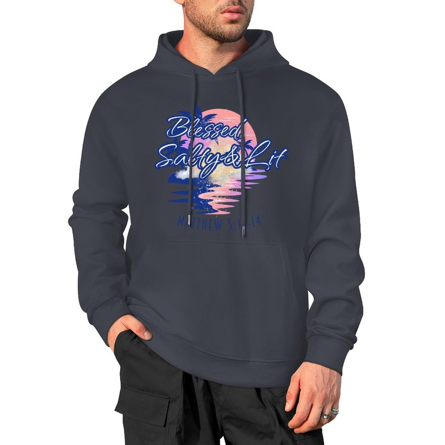 Blessed, Salty & Lit - Cotton Hoodie with Pocket