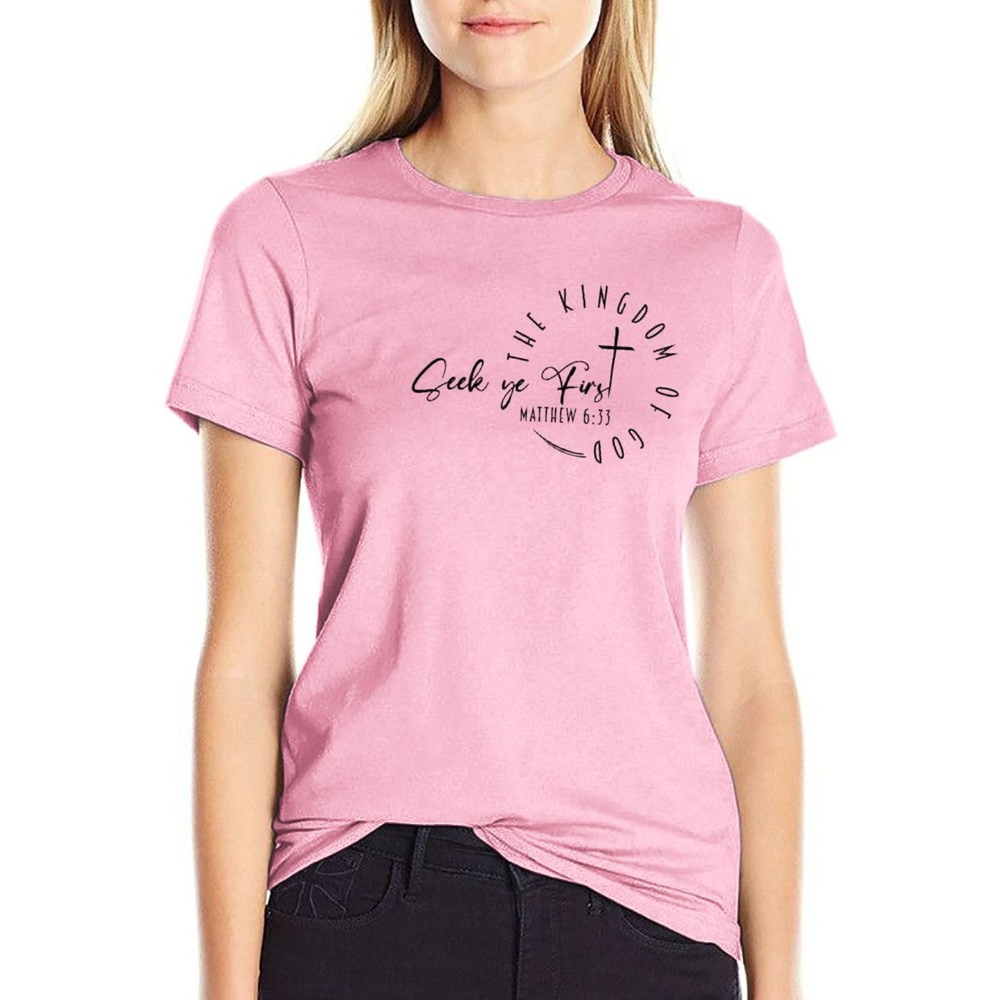 Minimalist, Seek Ye First - Women's 100% Cotton Tee