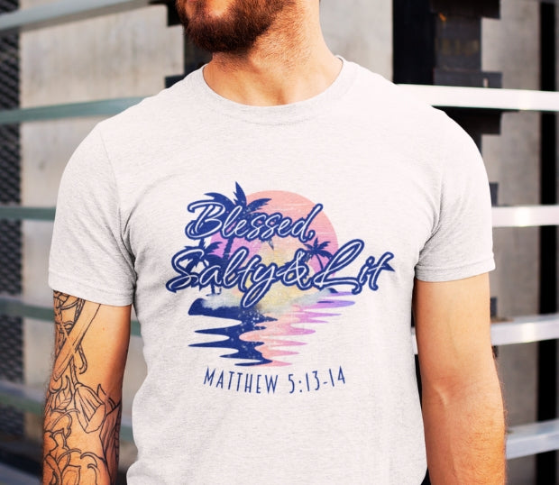 Blessed, Salty & Lit - Men's Cotton Tee Shirt