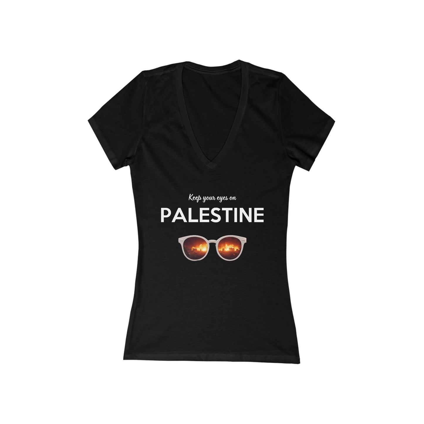 2 Eyes On Palestine - Women's Deep V-Neck Tee