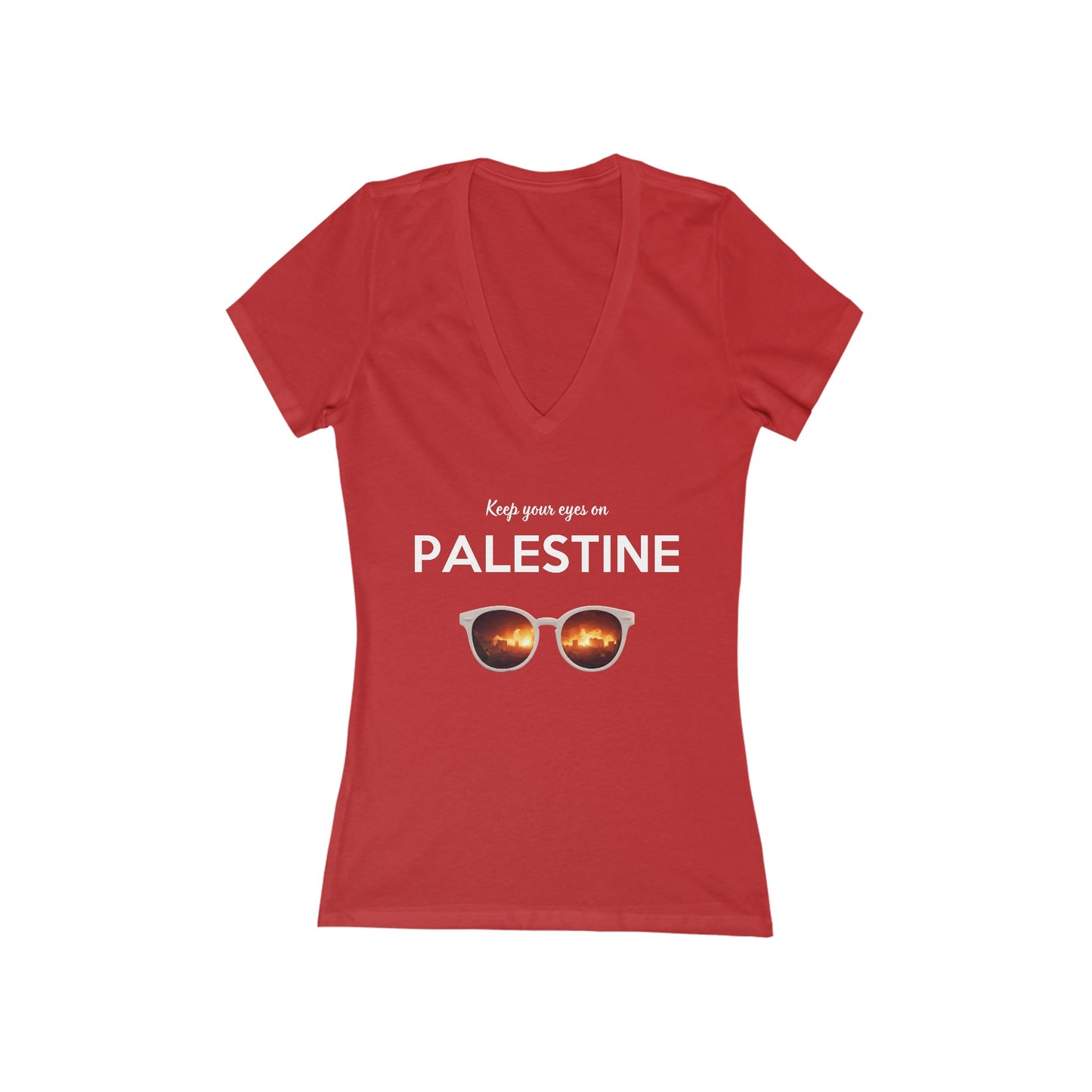 2 Eyes On Palestine - Women's Deep V-Neck Tee