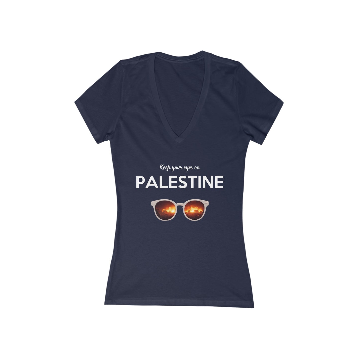 2 Eyes On Palestine - Women's Deep V-Neck Tee