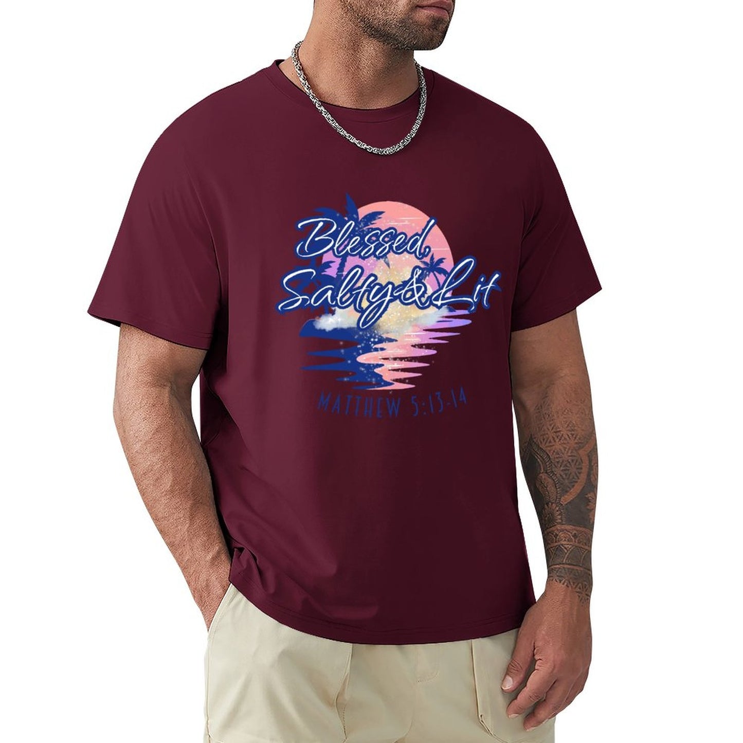 Blessed, Salty & Lit - Men's Cotton Tee Shirt