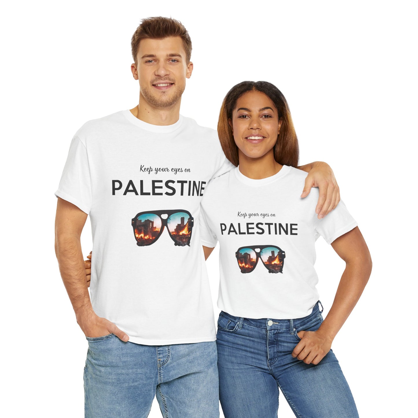 Eyes on Palestine - Unisex Cotton Tee