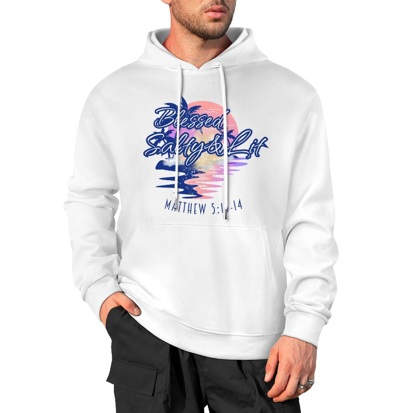 Blessed, Salty & Lit - Cotton Hoodie with Pocket