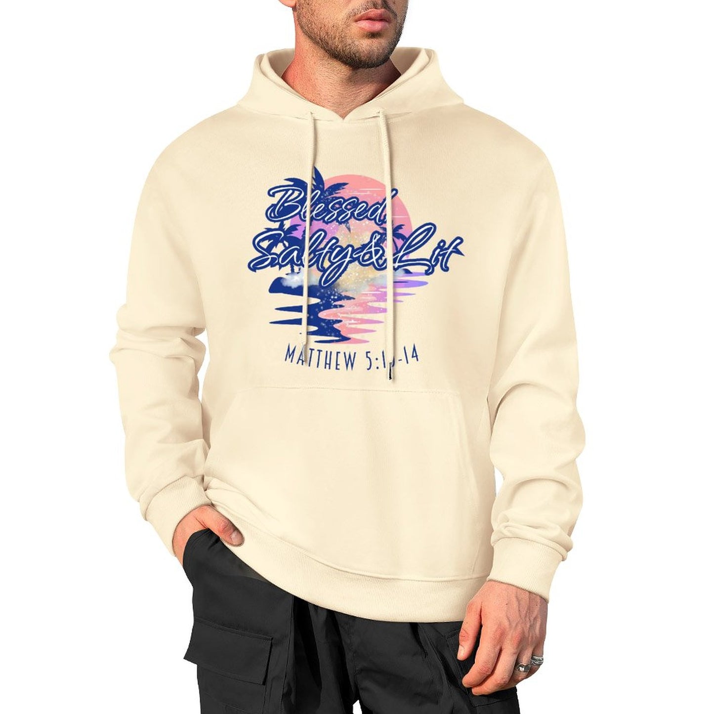 Blessed, Salty & Lit - Cotton Hoodie with Pocket