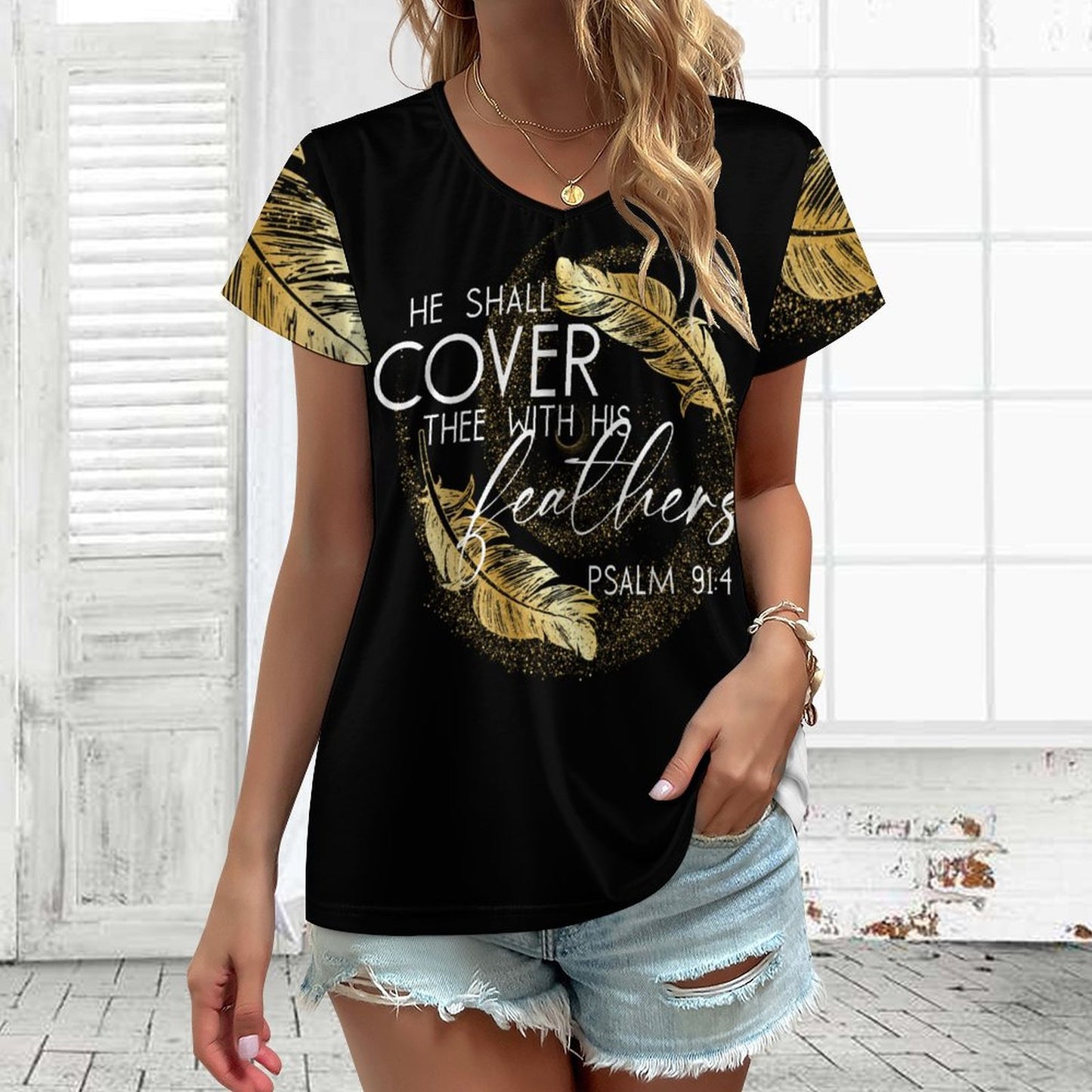 Covered in Feathers - Women's V-Neck T-Shirt