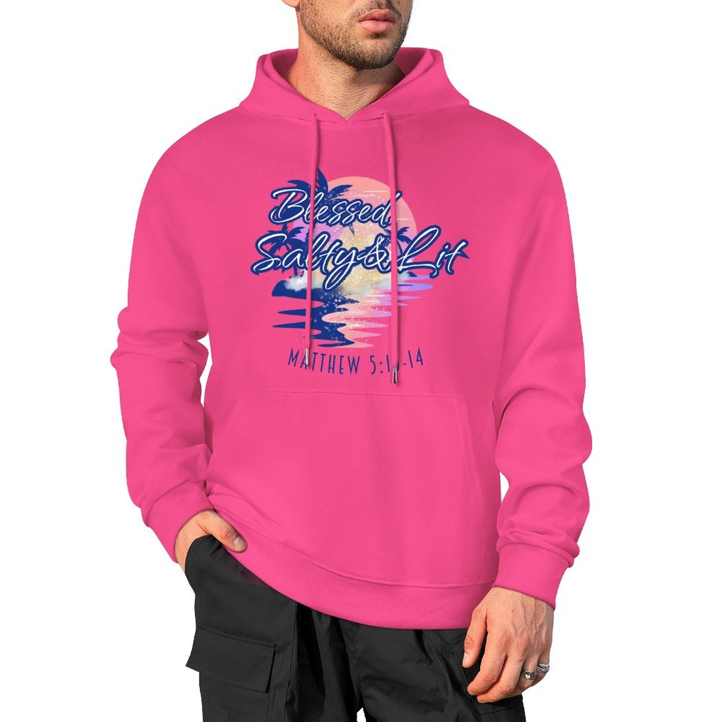 Blessed, Salty & Lit - Cotton Hoodie with Pocket