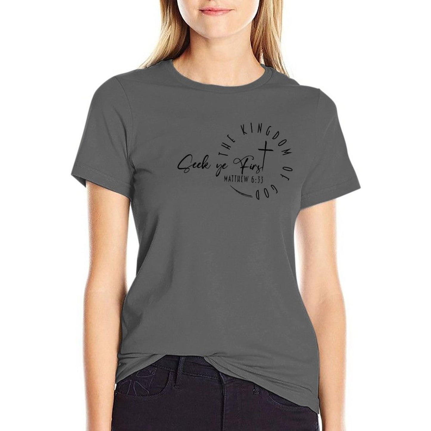 Minimalist, Seek Ye First - Women's 100% Cotton Tee