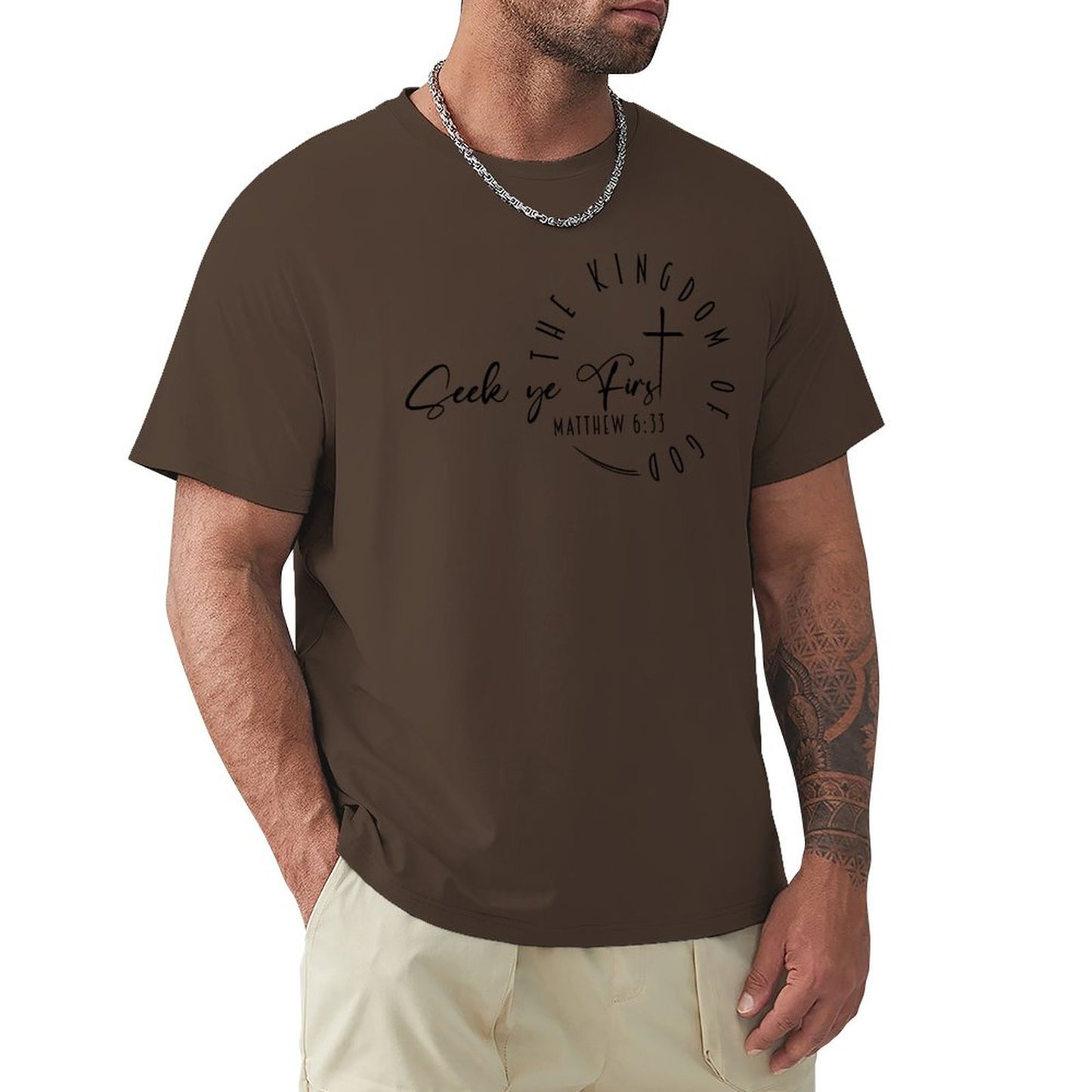 Minimalist, Seek Ye First - Men's Cotton Tee Shirt
