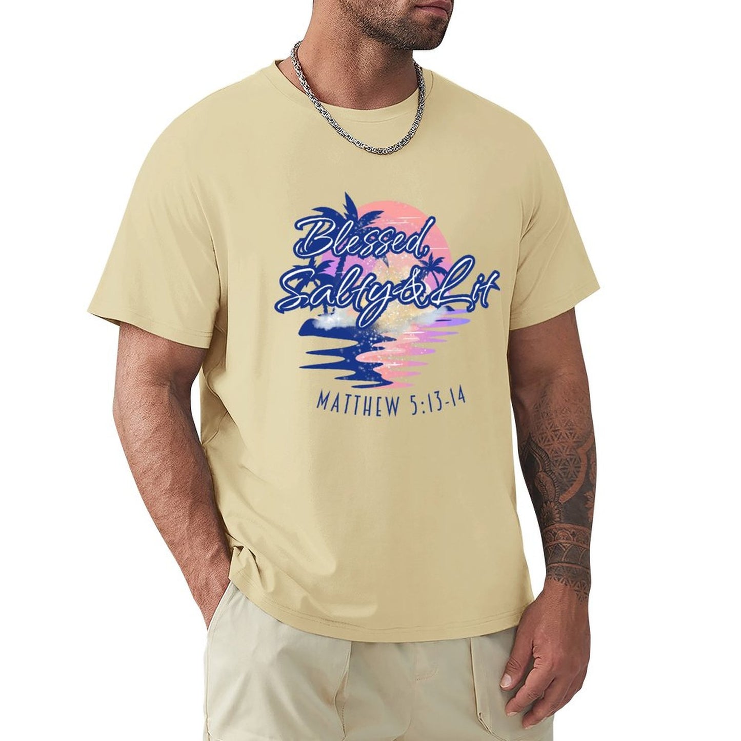 Blessed, Salty & Lit - Men's Cotton Tee Shirt