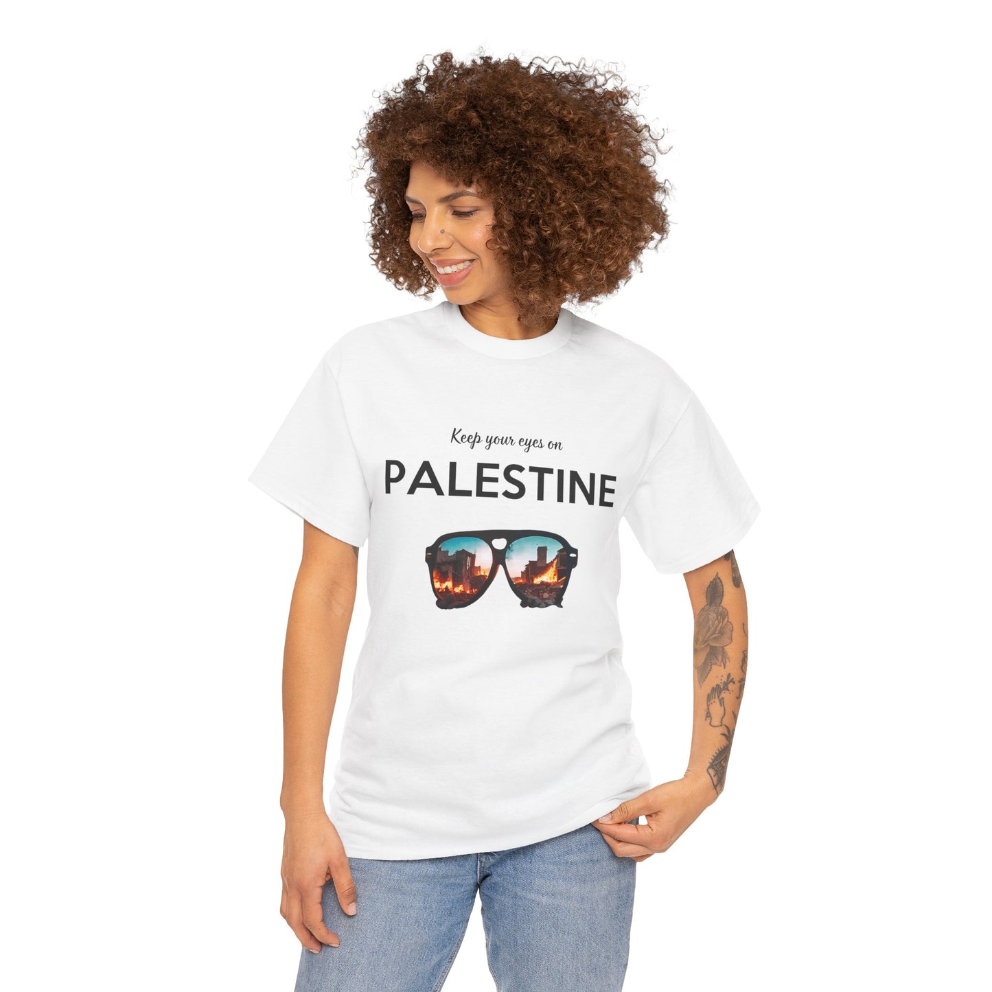 Eyes on Palestine - Unisex Cotton Tee