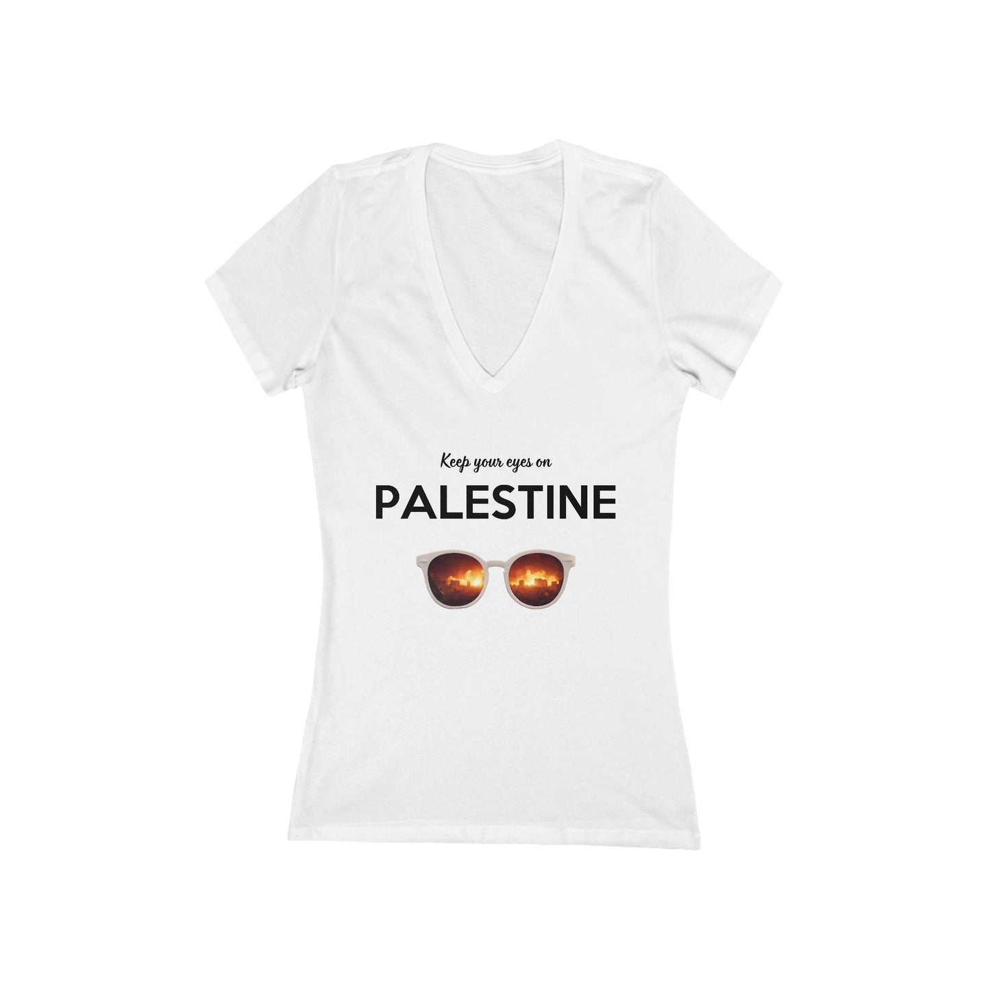 2 Eyes On Palestine - Women's Deep V-Neck Tee