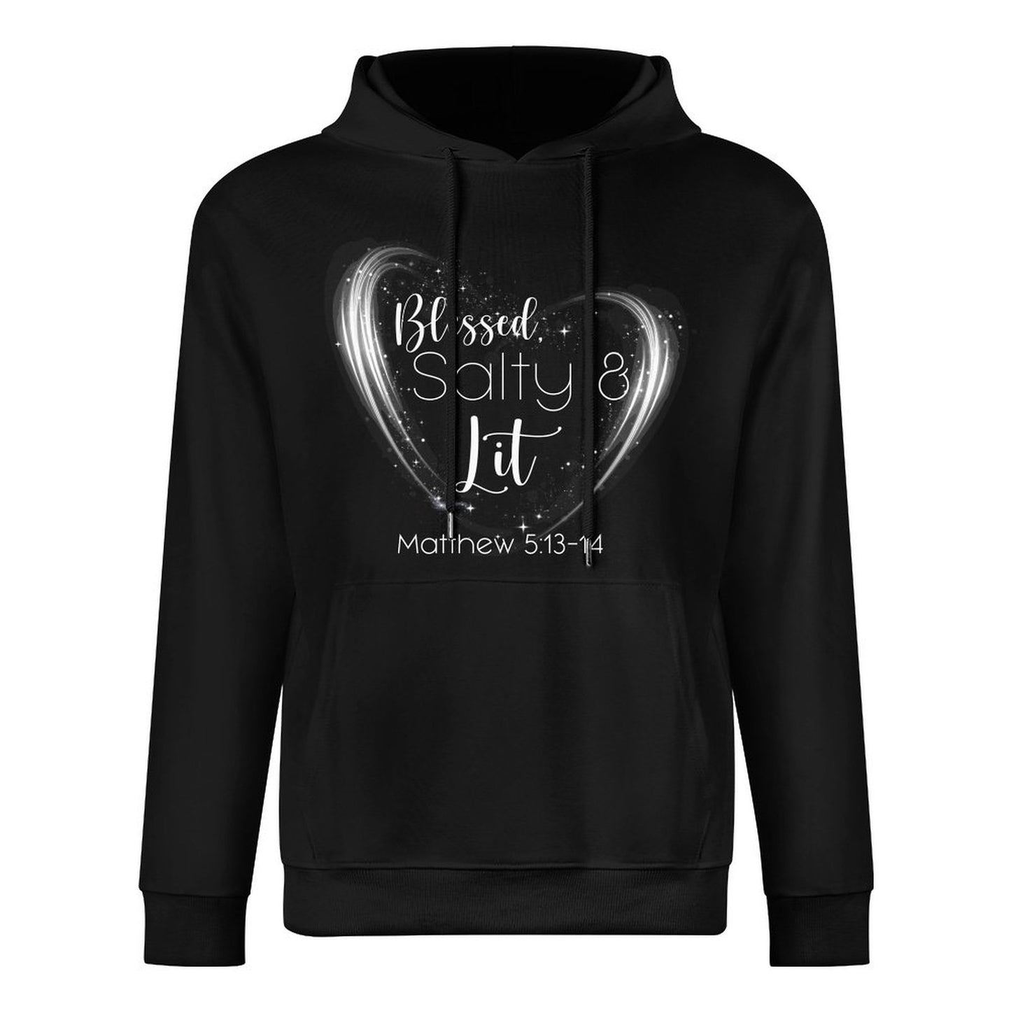 Blessed, Salty & Lit (White) - Cotton Hoodie with Pocket