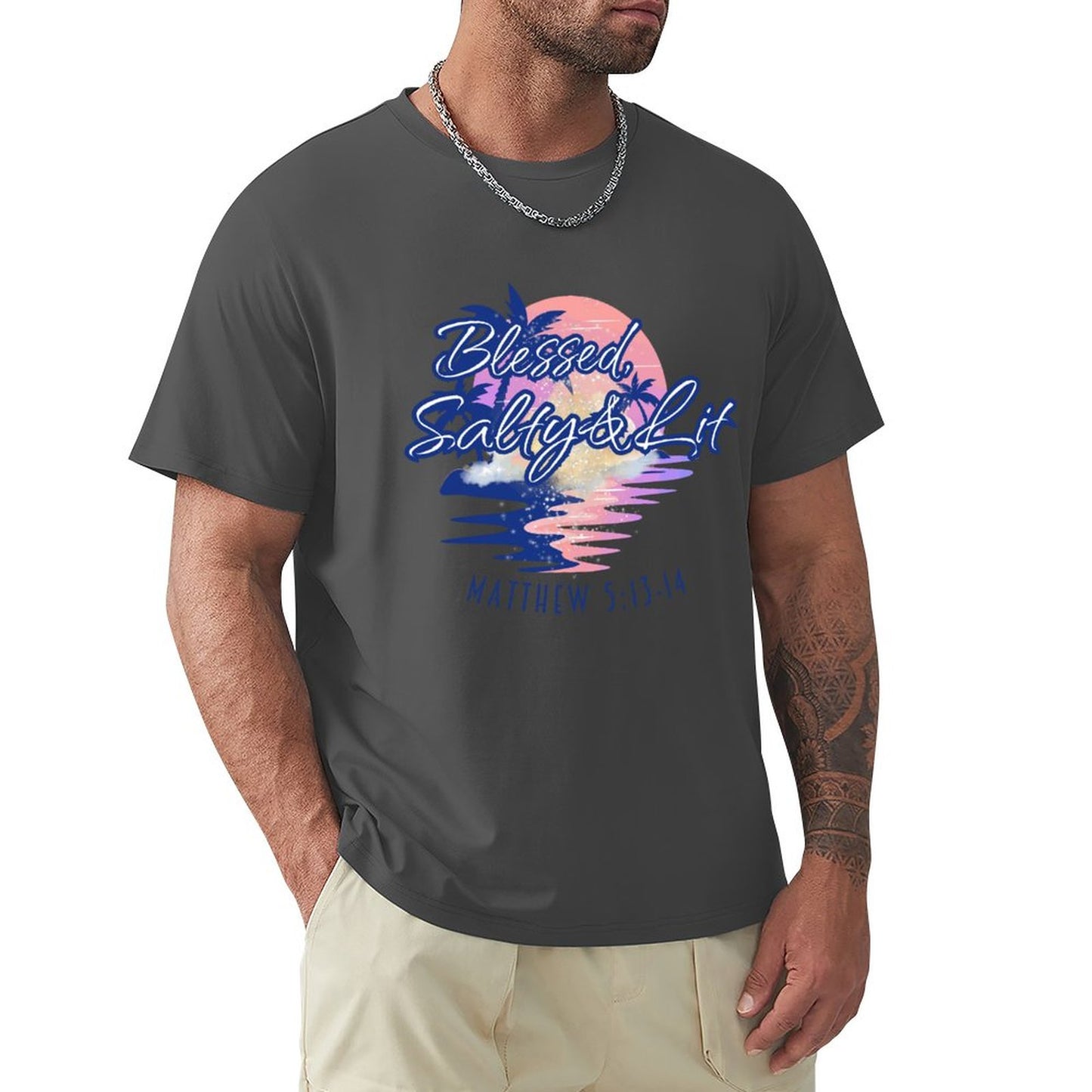 Blessed, Salty & Lit - Men's Cotton Tee Shirt