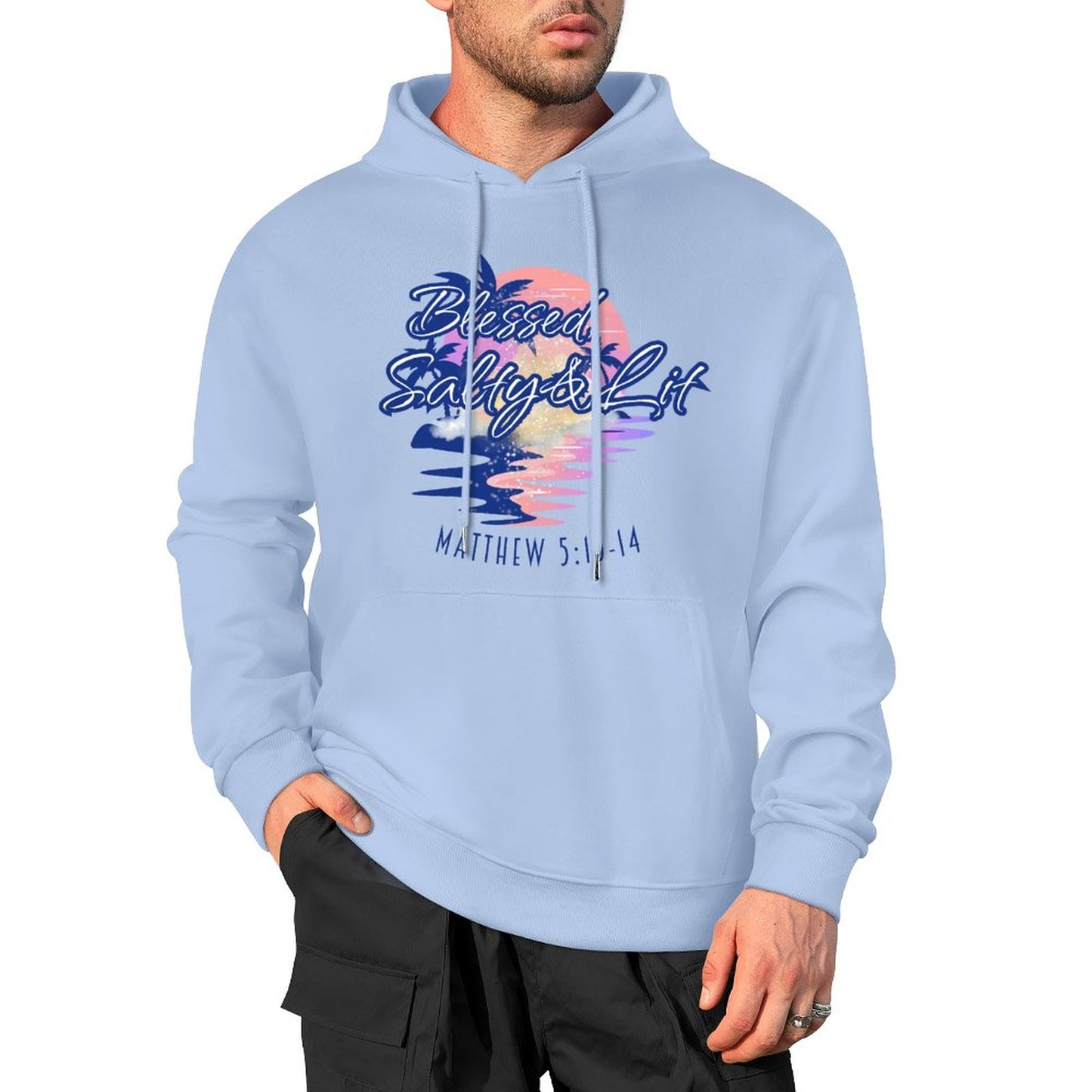 Blessed, Salty & Lit - Cotton Hoodie with Pocket