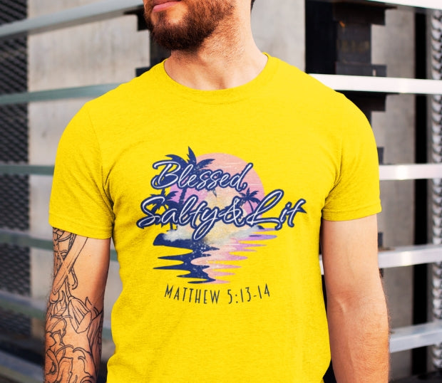 Blessed, Salty & Lit - Men's Cotton Tee Shirt
