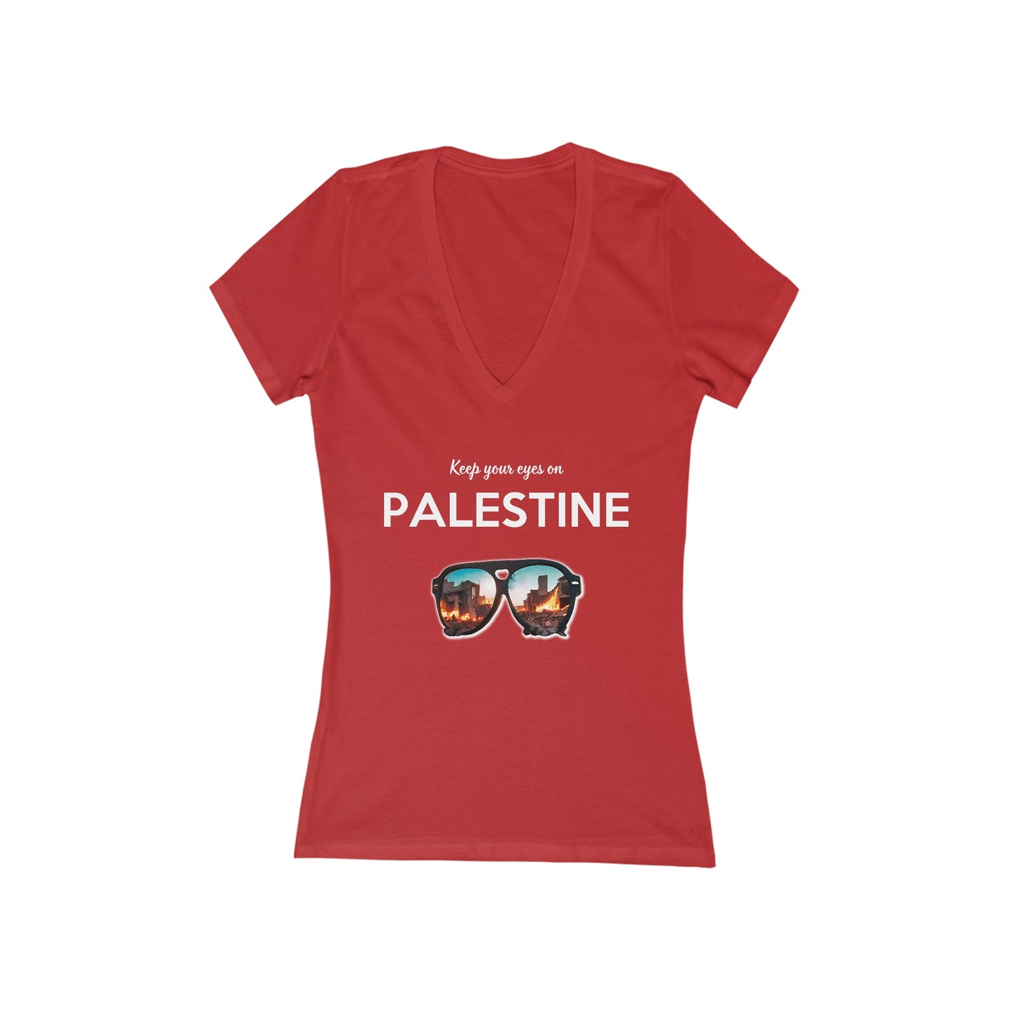 Eyes On Palestine - Women's Deep V-Neck Tee