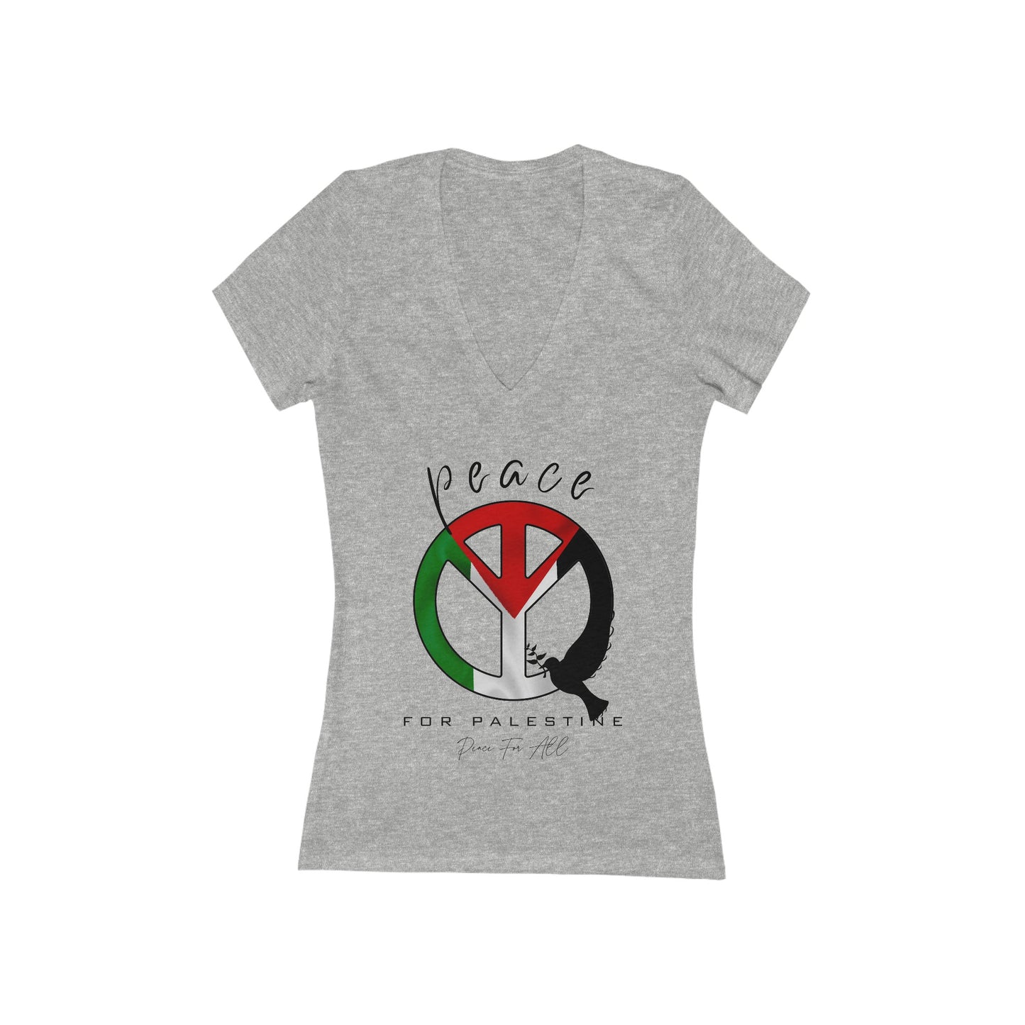 Peace - Women's Jersey Short Sleeve Deep V-Neck Tee