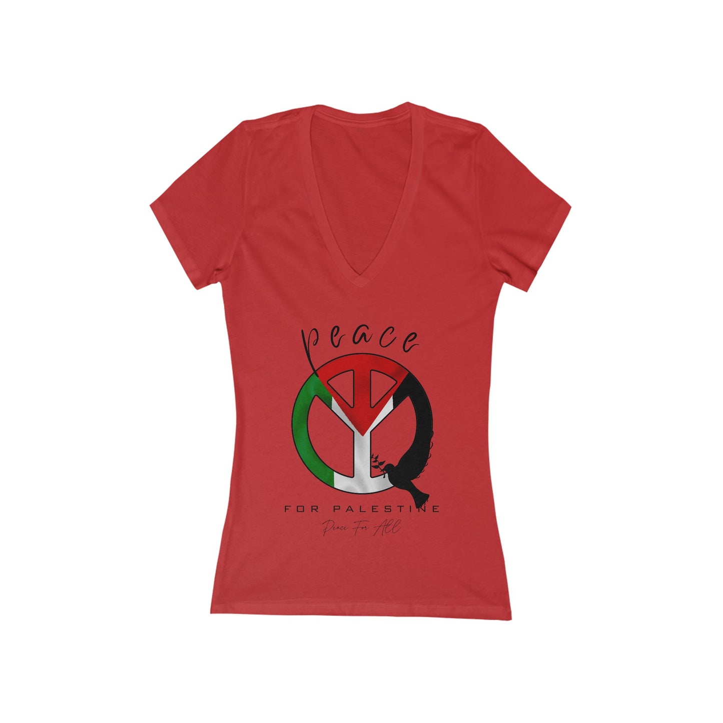 Peace - Women's Jersey Short Sleeve Deep V-Neck Tee