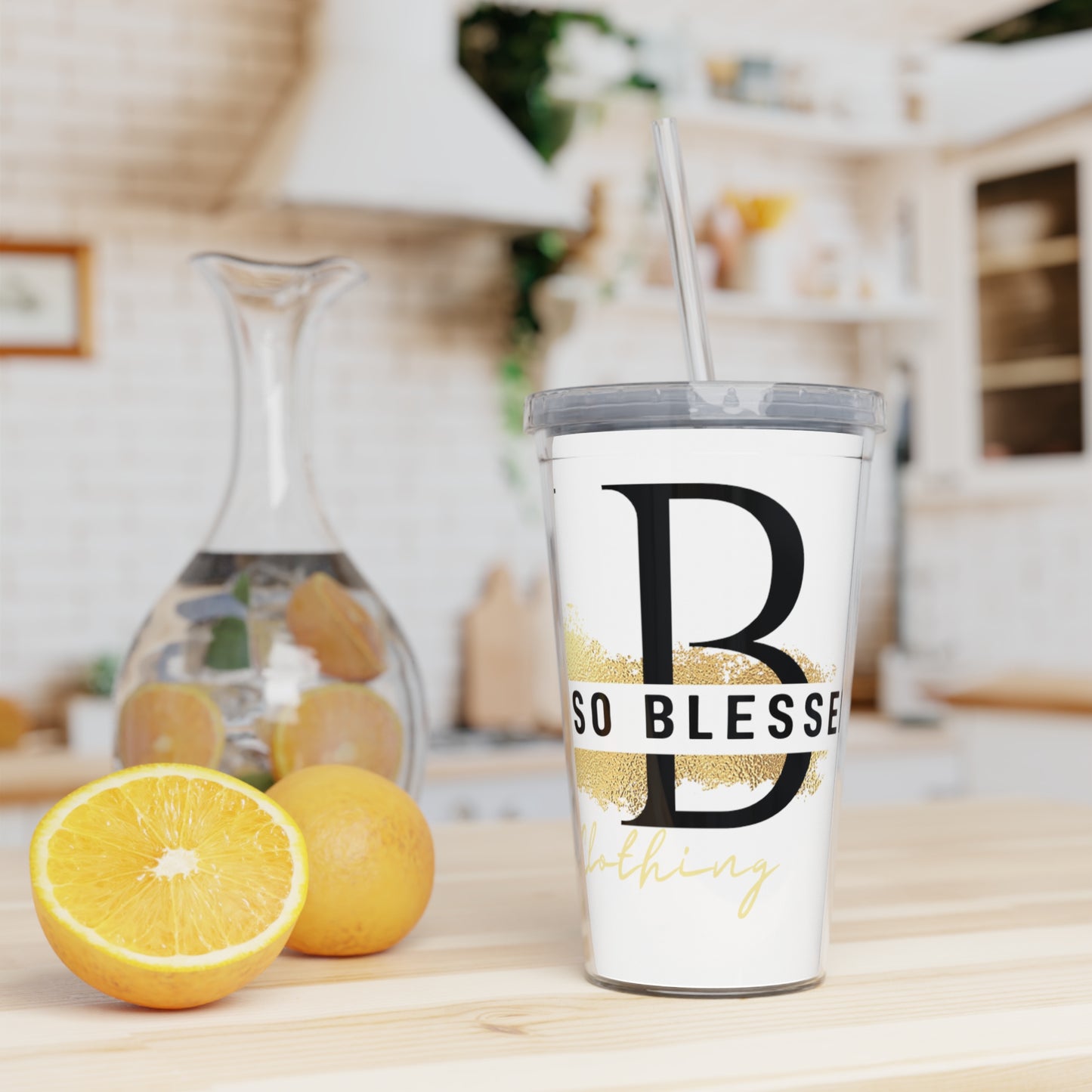 Plastic Tumbler with Straw