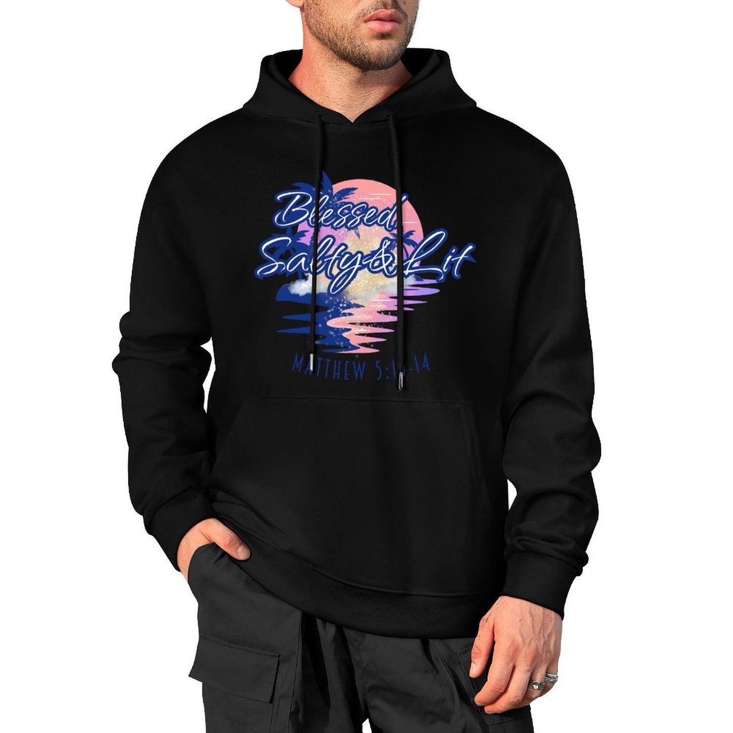 Blessed, Salty & Lit - Cotton Hoodie with Pocket