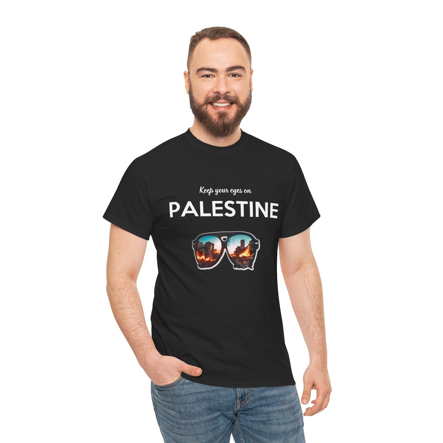 Eyes on Palestine - Unisex Cotton Tee