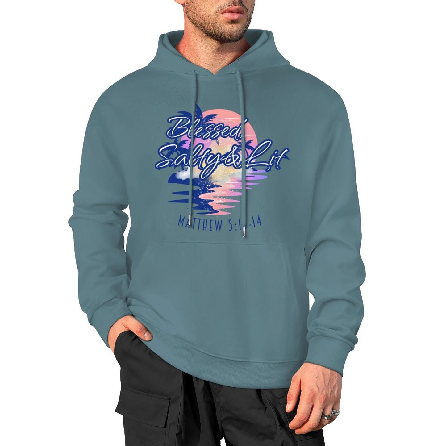 Blessed, Salty & Lit - Cotton Hoodie with Pocket