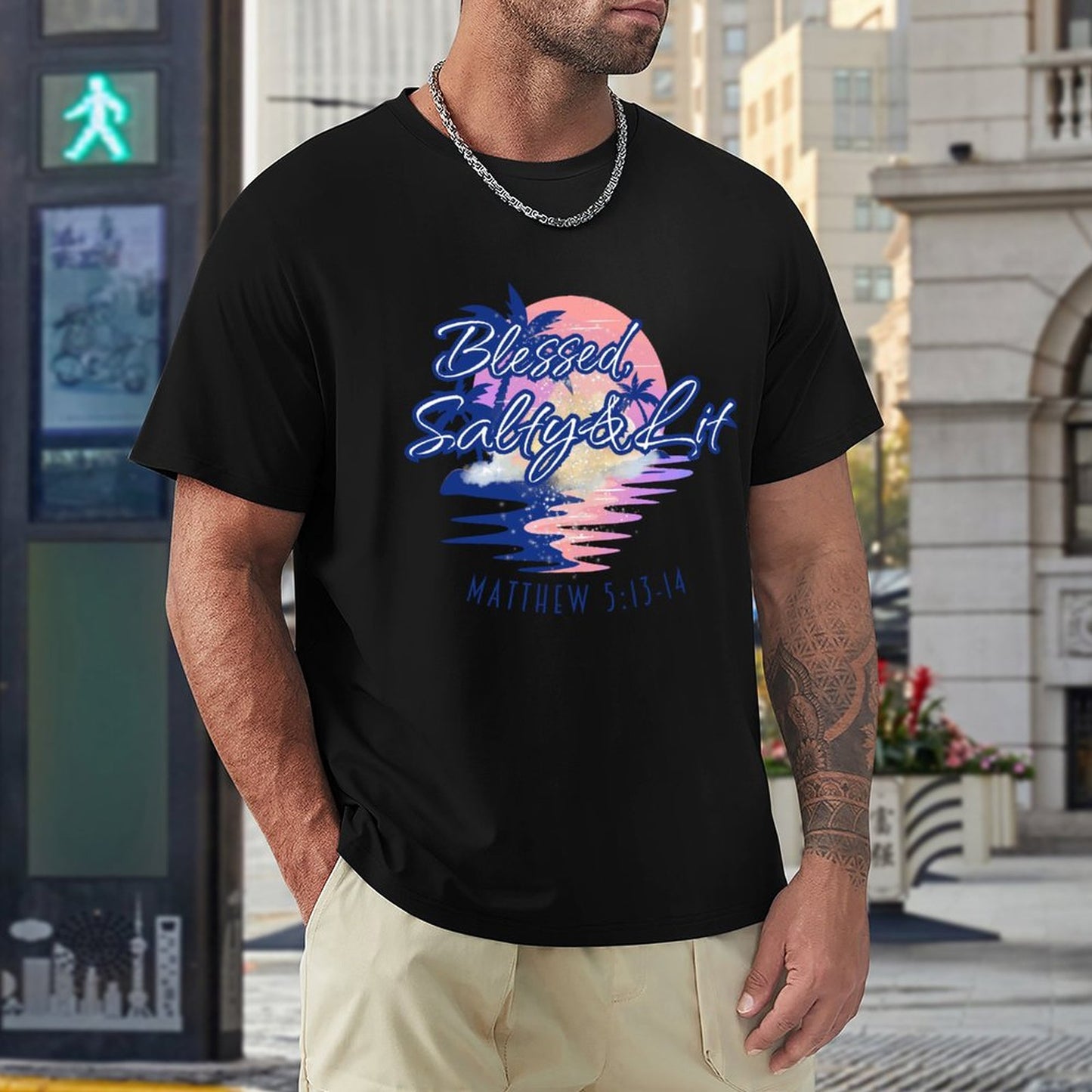 Blessed, Salty & Lit - Men's Cotton Tee Shirt