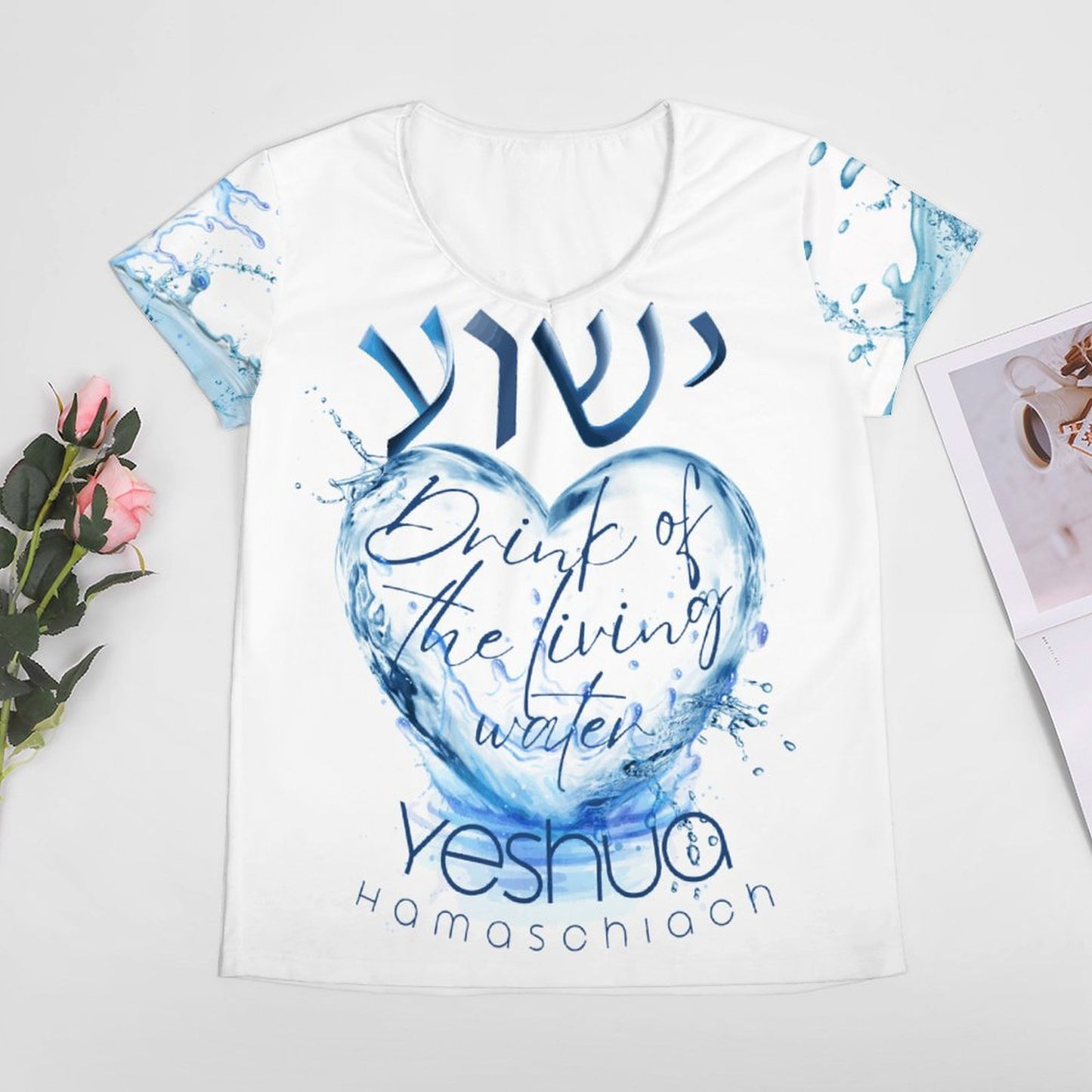 YESHUA, Living Waters - Women's V-neck T-Shirt