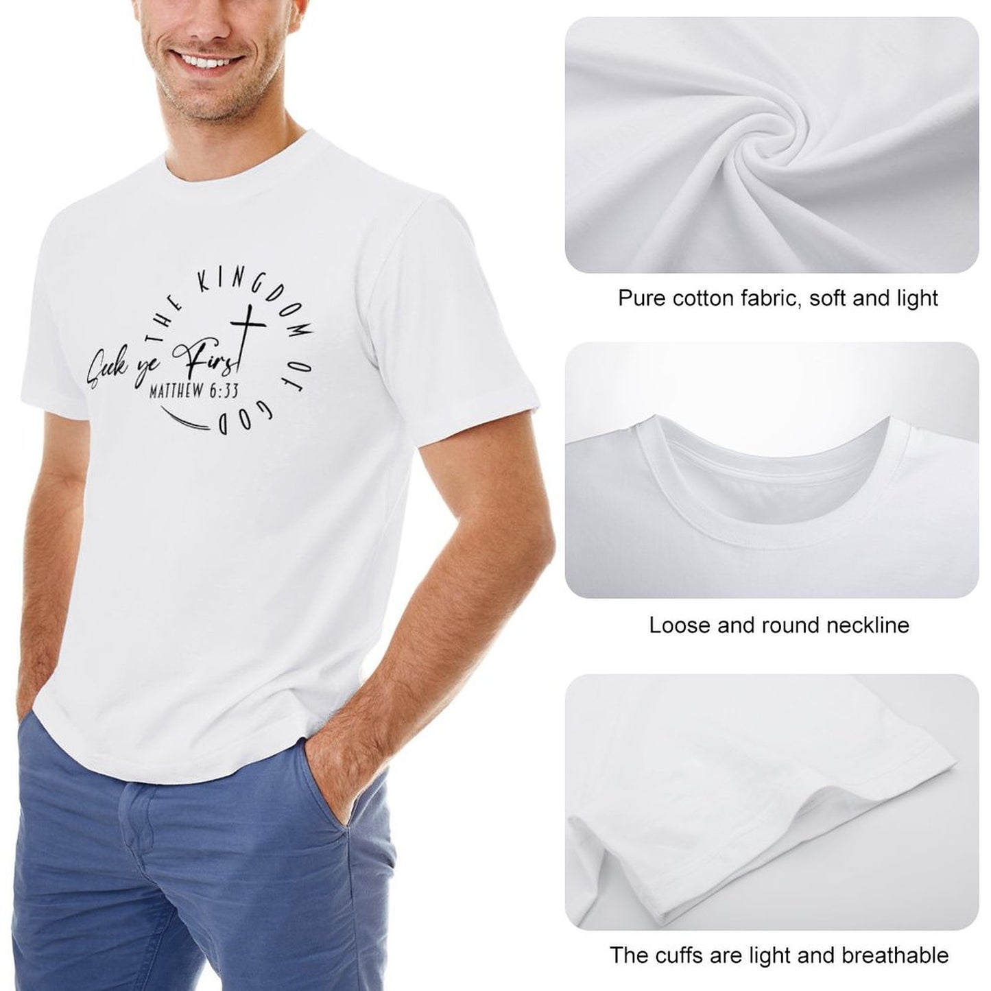 Minimalist, Seek Ye First - Men's Cotton Tee Shirt