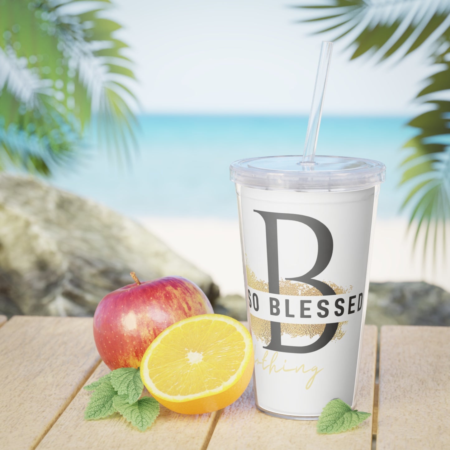 Plastic Tumbler with Straw