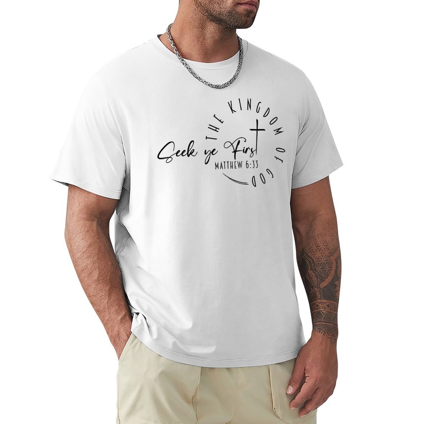 Minimalist, Seek Ye First - Men's Cotton Tee Shirt