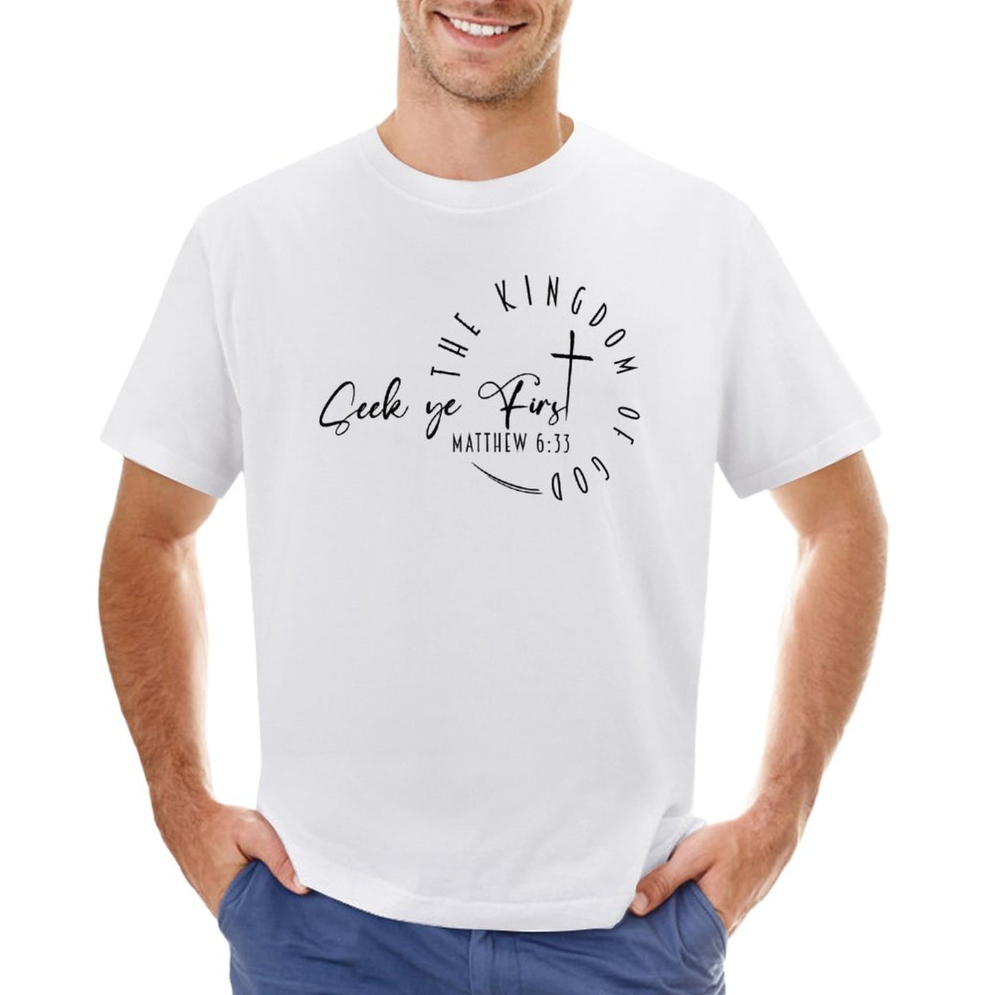 Minimalist, Seek Ye First - Men's Cotton Tee Shirt