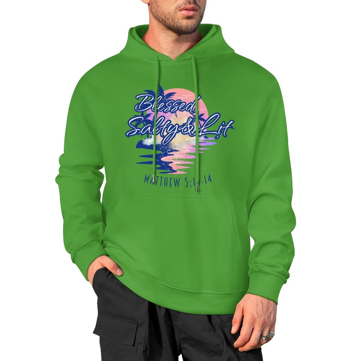 Blessed, Salty & Lit - Cotton Hoodie with Pocket