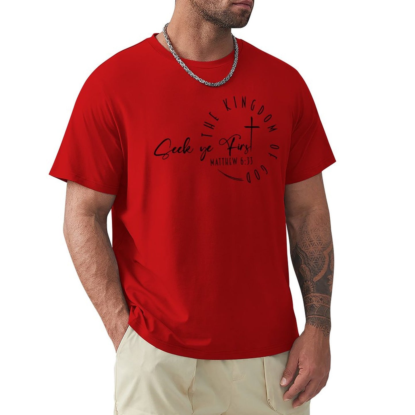 Minimalist, Seek Ye First - Men's Cotton Tee Shirt