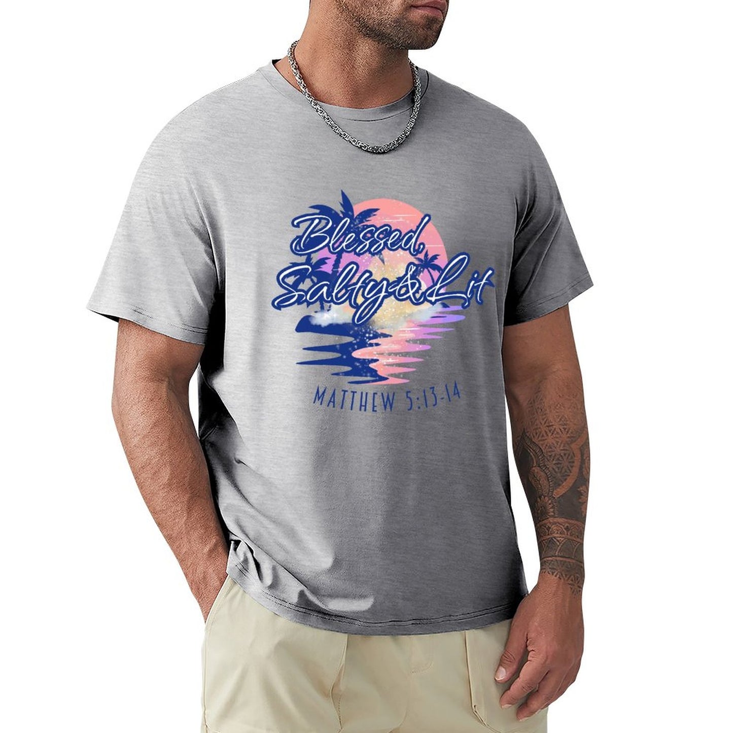 Blessed, Salty & Lit - Men's Cotton Tee Shirt
