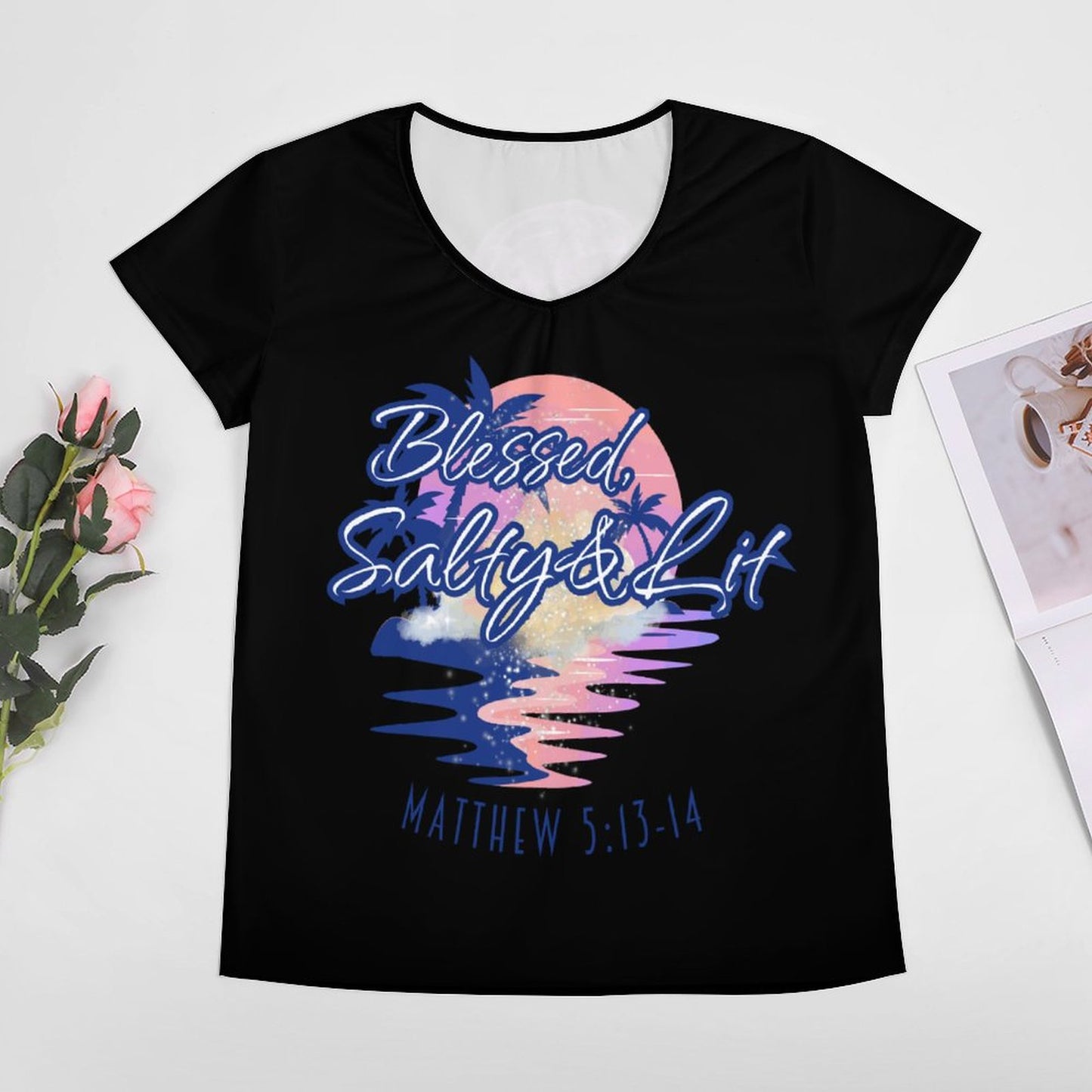 Blessed, Salty & Lit - Women's V-neck T-Shirt