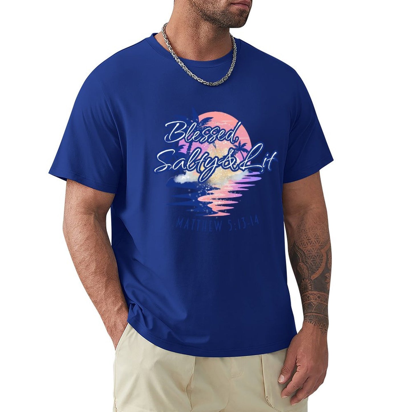 Blessed, Salty & Lit - Men's Cotton Tee Shirt