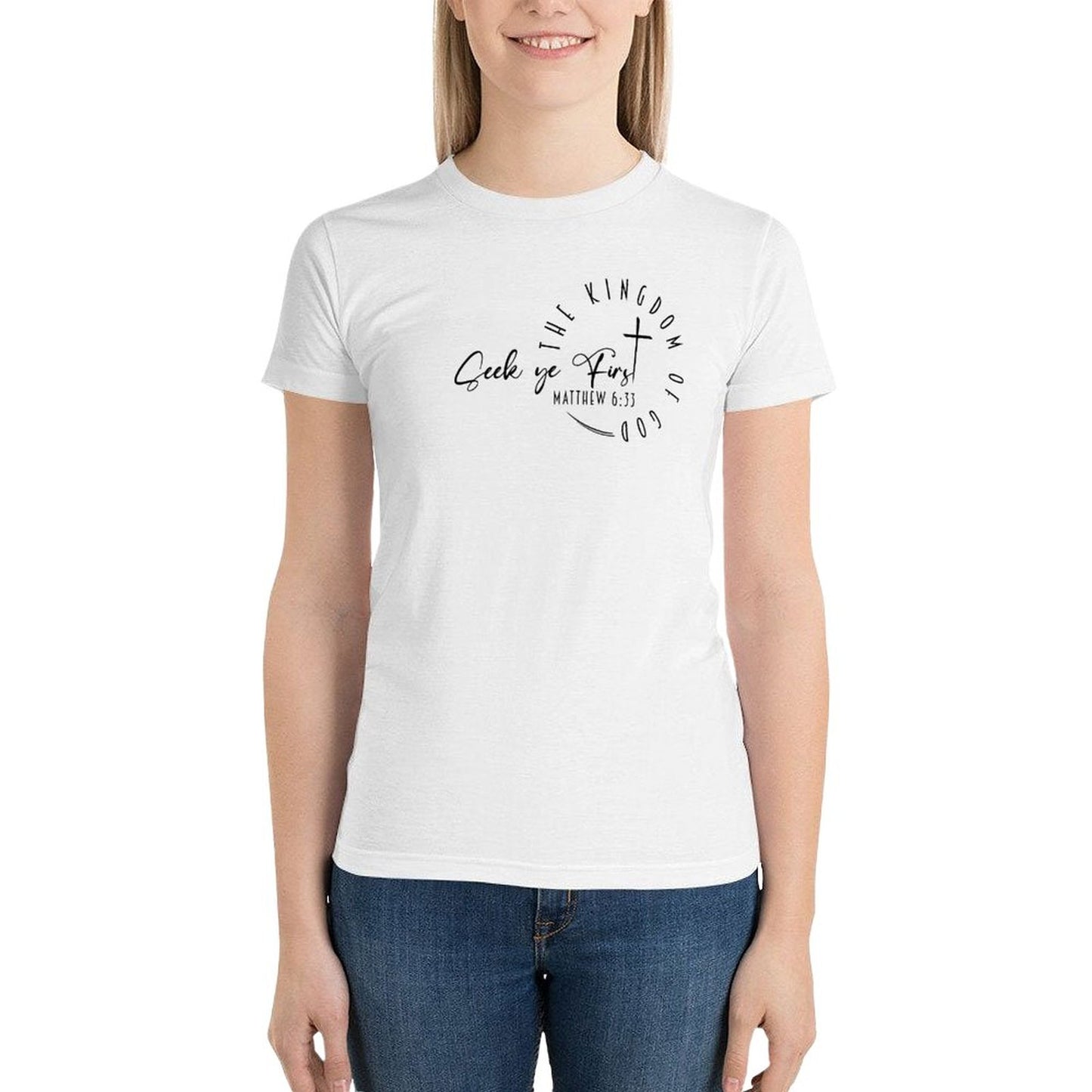Minimalist, Seek Ye First - Women's 100% Cotton Tee