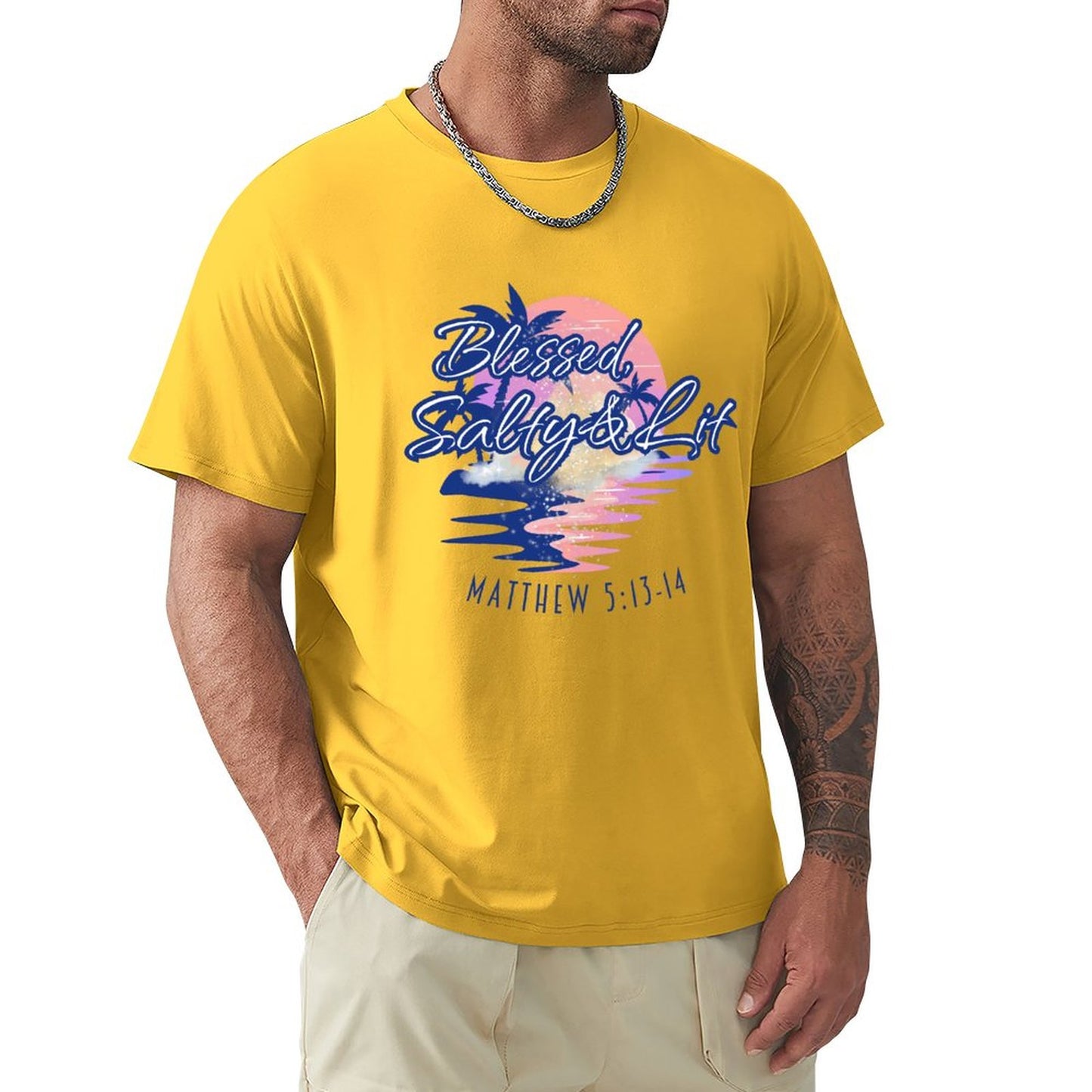 Blessed, Salty & Lit - Men's Cotton Tee Shirt