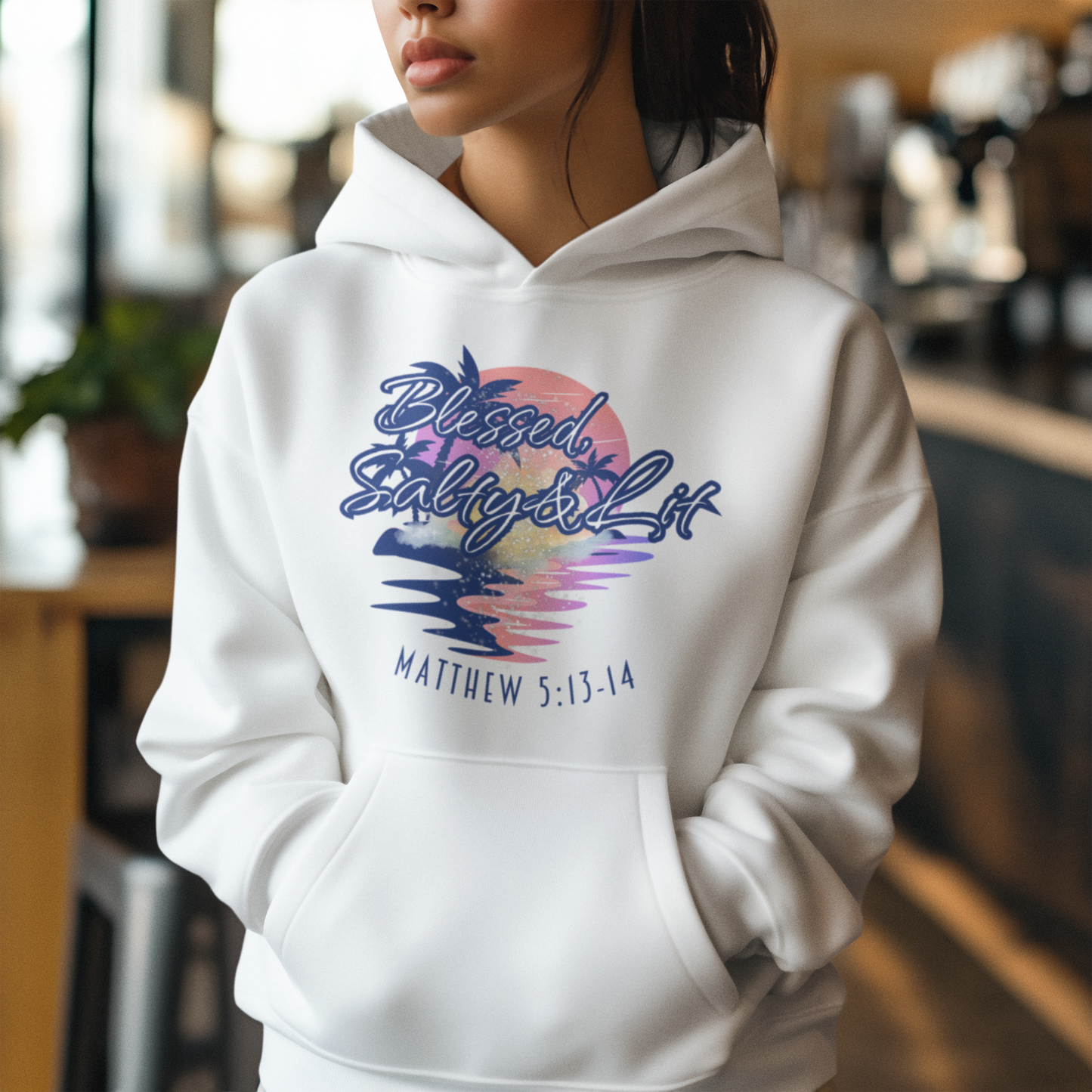 Blessed, Salty & Lit - Cotton Hoodie with Pocket