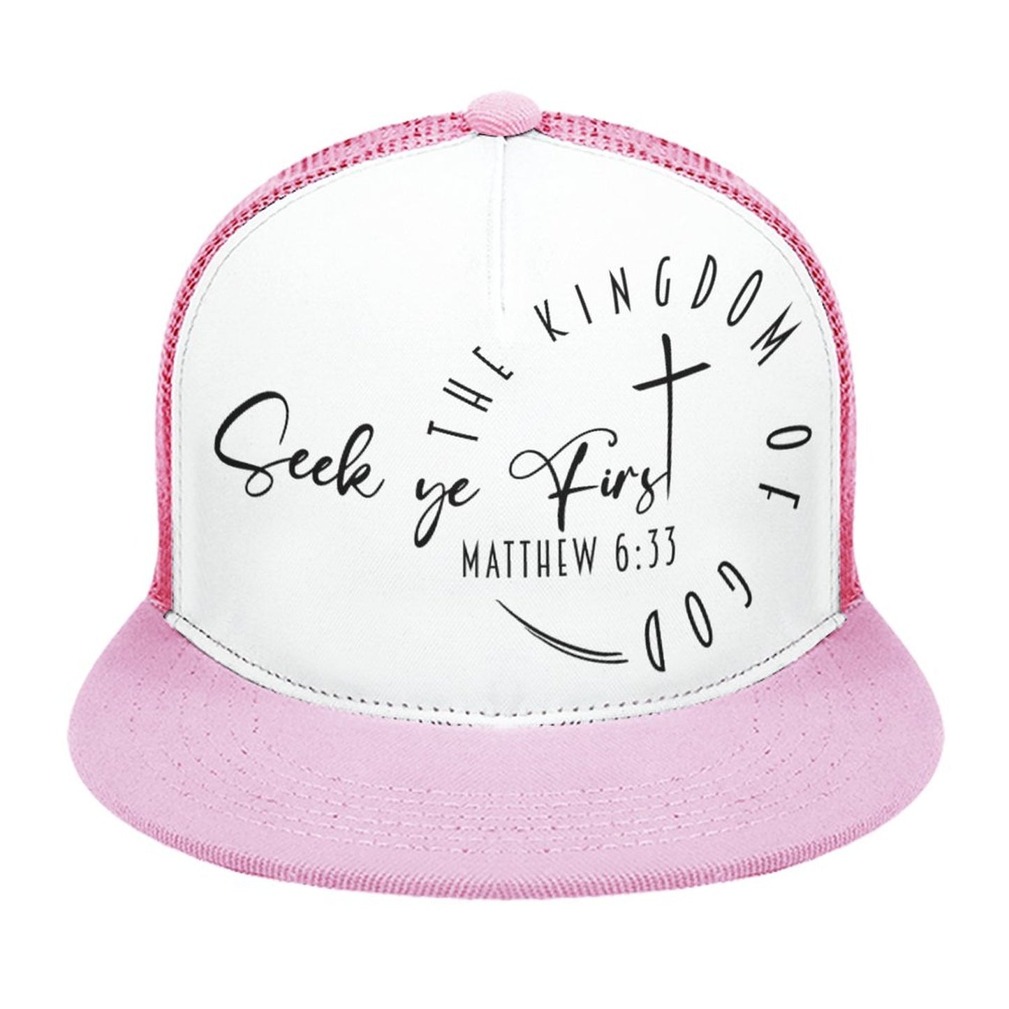 (Minimalist) Seek Ye First - Flat Brim Trucker Hat