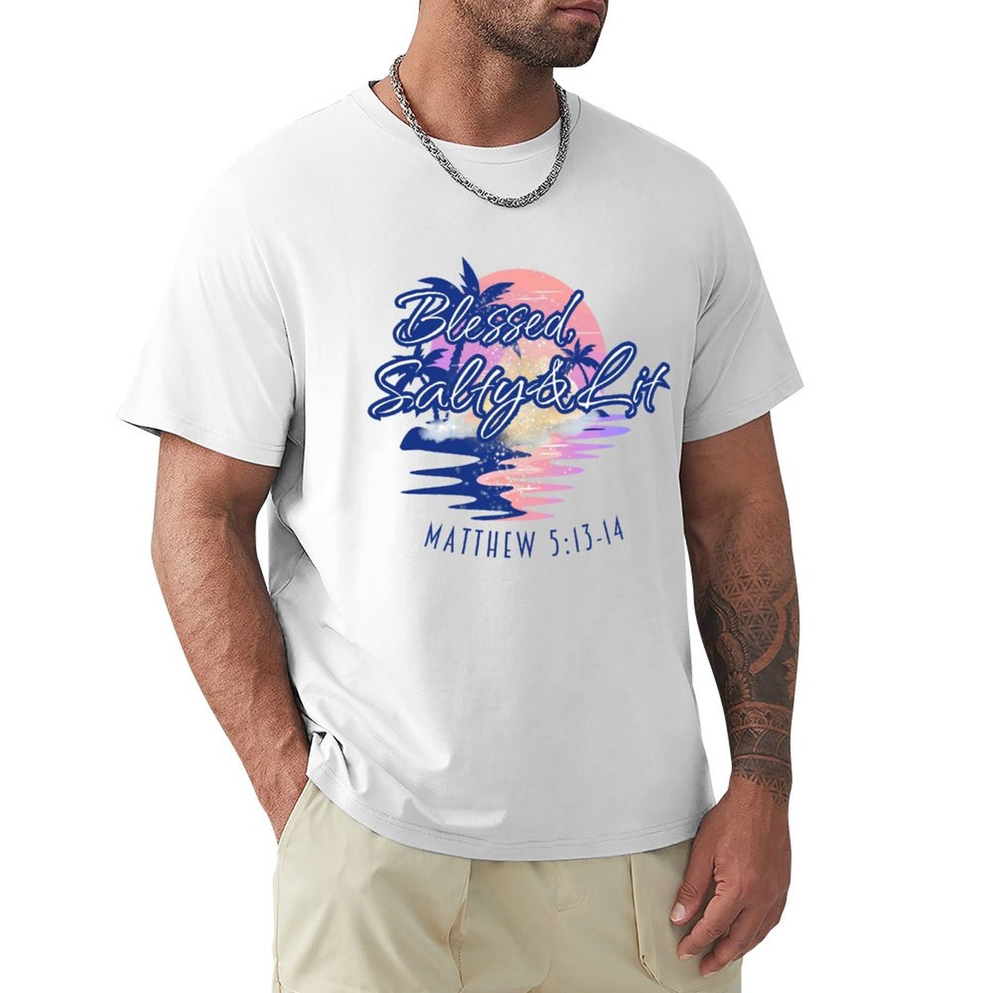 Blessed, Salty & Lit - Men's Cotton Tee Shirt
