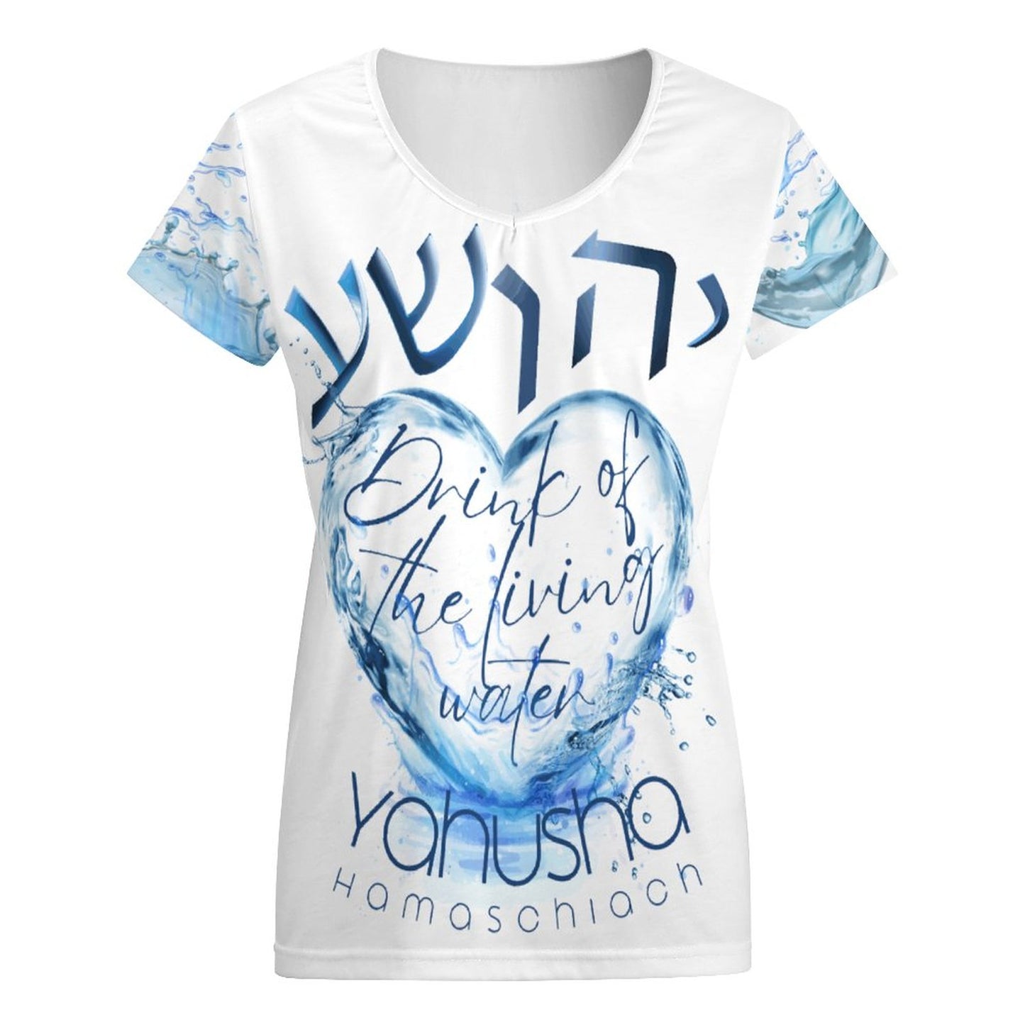 Living Waters, Yahusha - Women's V-neck Short Sleeve T-Shirt