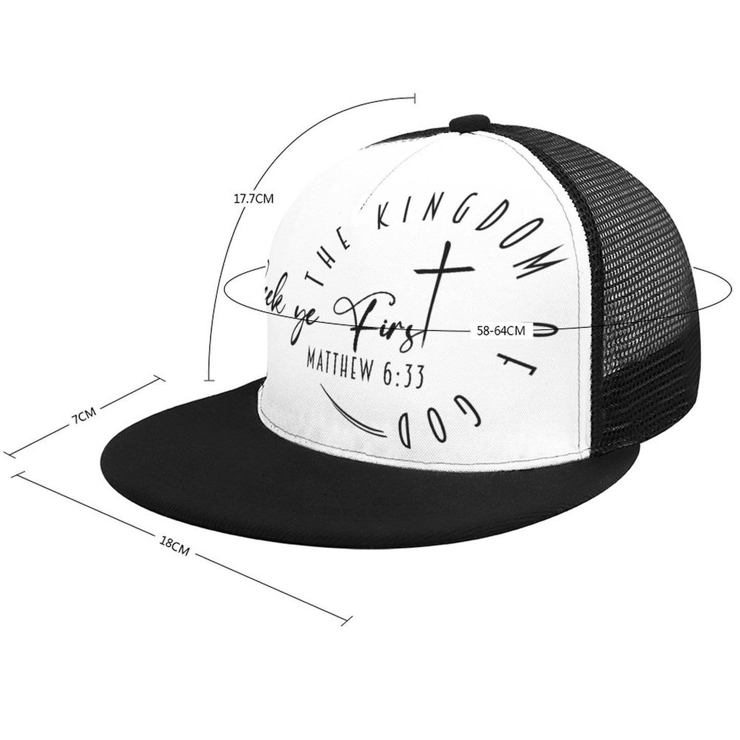 (Minimalist) Seek Ye First - Flat Brim Trucker Hat