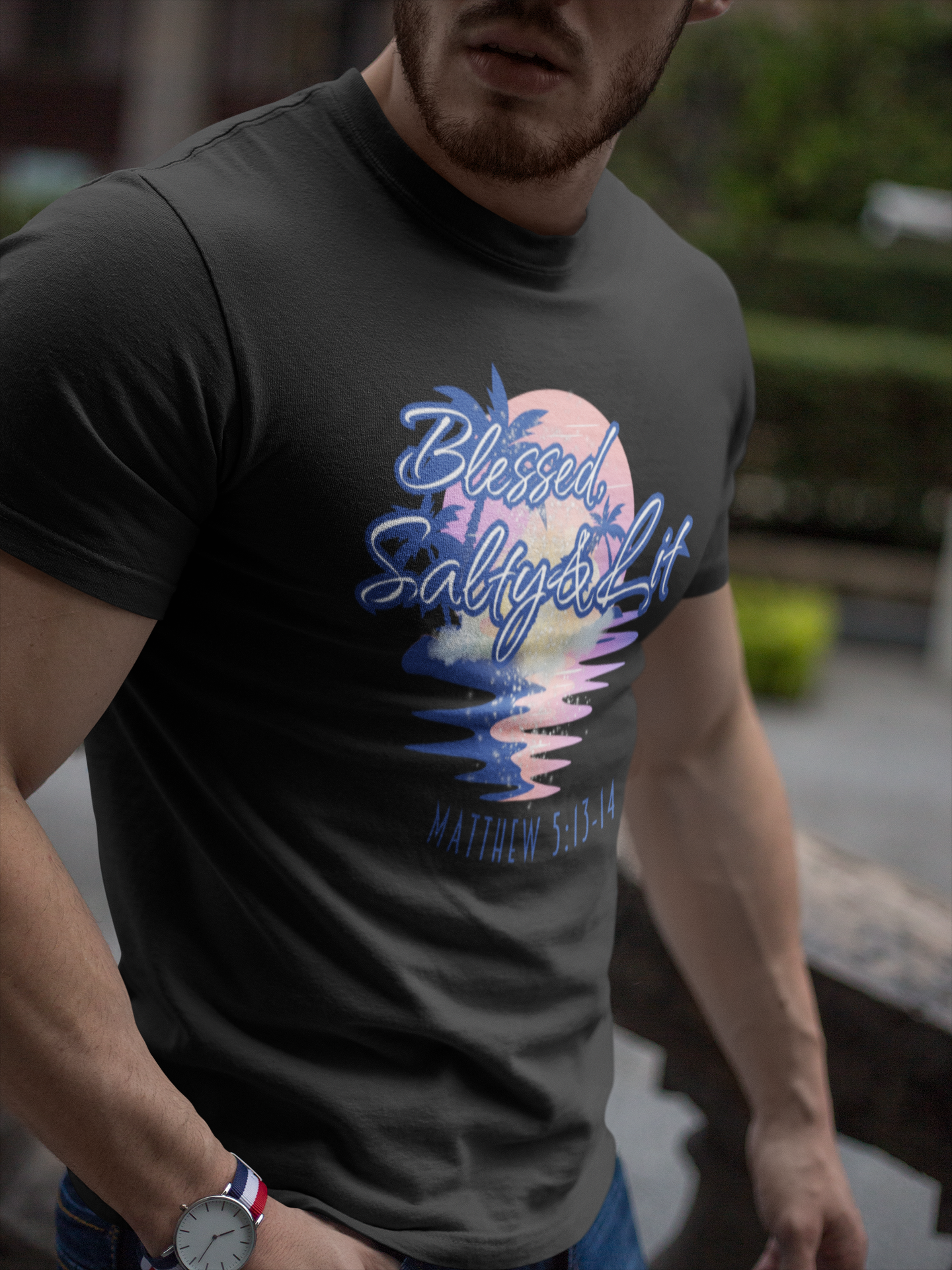 Blessed, Salty & Lit - Men's Cotton Tee Shirt