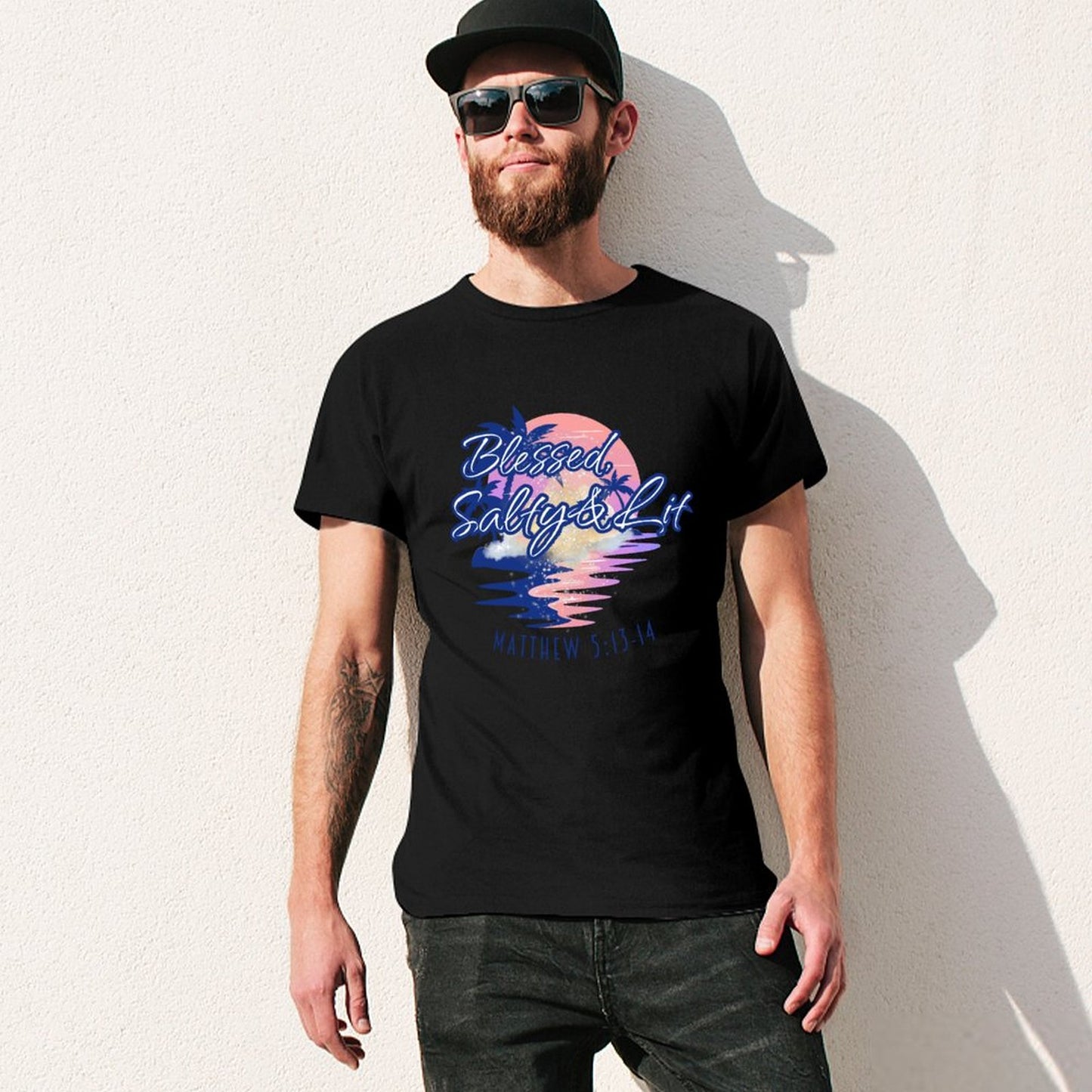 Blessed, Salty & Lit - Men's Cotton Tee Shirt