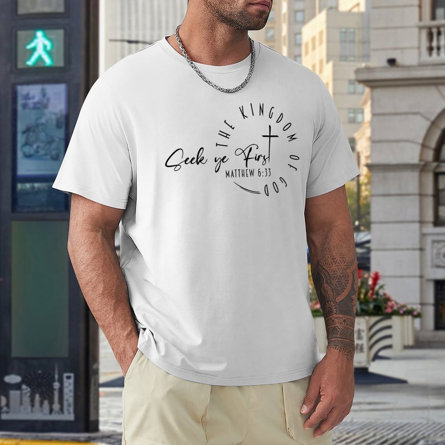 Minimalist, Seek Ye First - Men's Cotton Tee Shirt