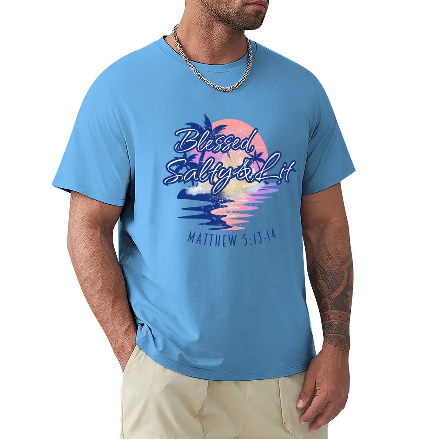 Blessed, Salty & Lit - Men's Cotton Tee Shirt